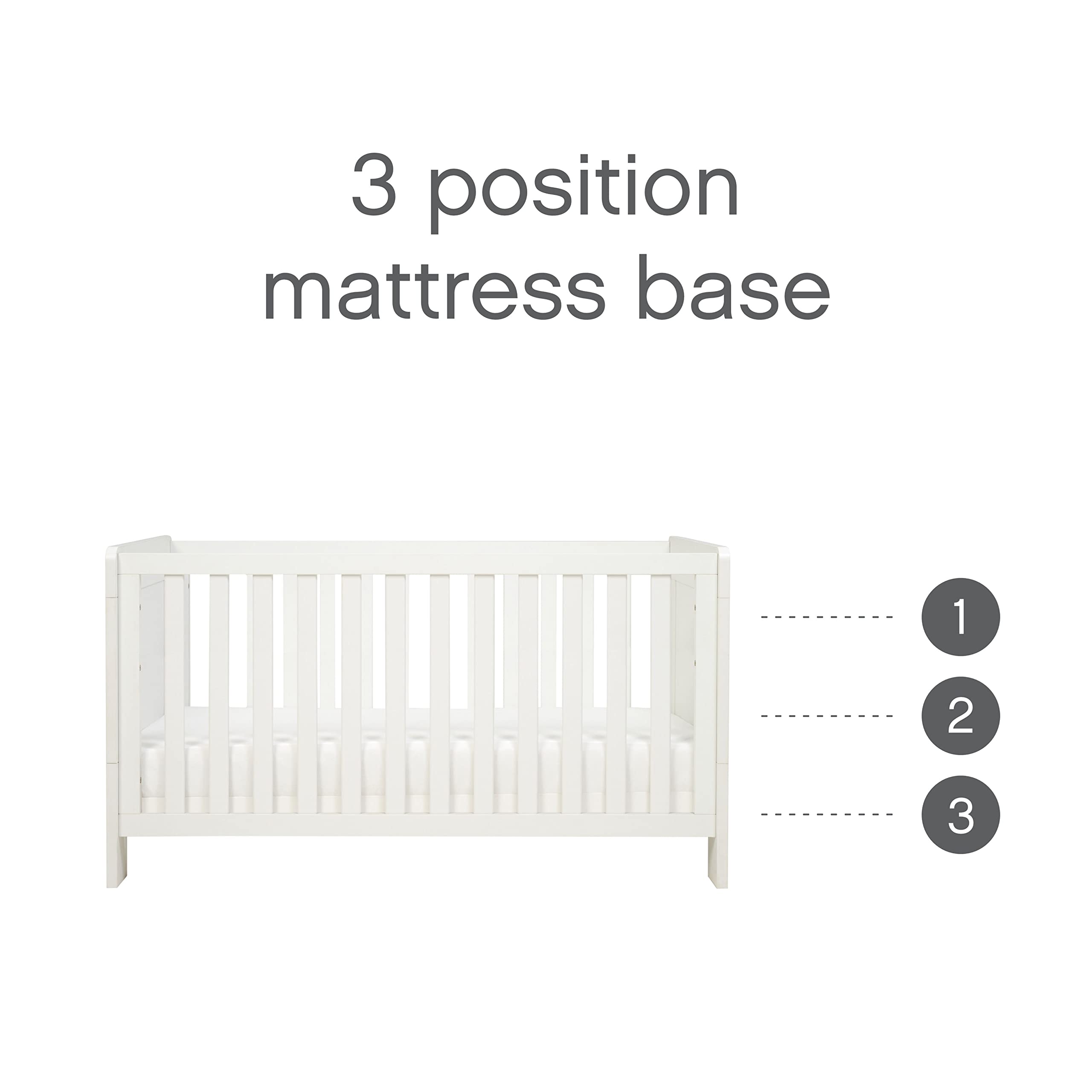 Tutti Bambini Caterina 3-in-1 Convertible Baby Crib - White Nursery Furniture for Newborn to Toddler (140x70cm) | Adjustable Height Cot, Daybed & Toddler Bed | Perfect for Nursery, Bedroom & Guest Room