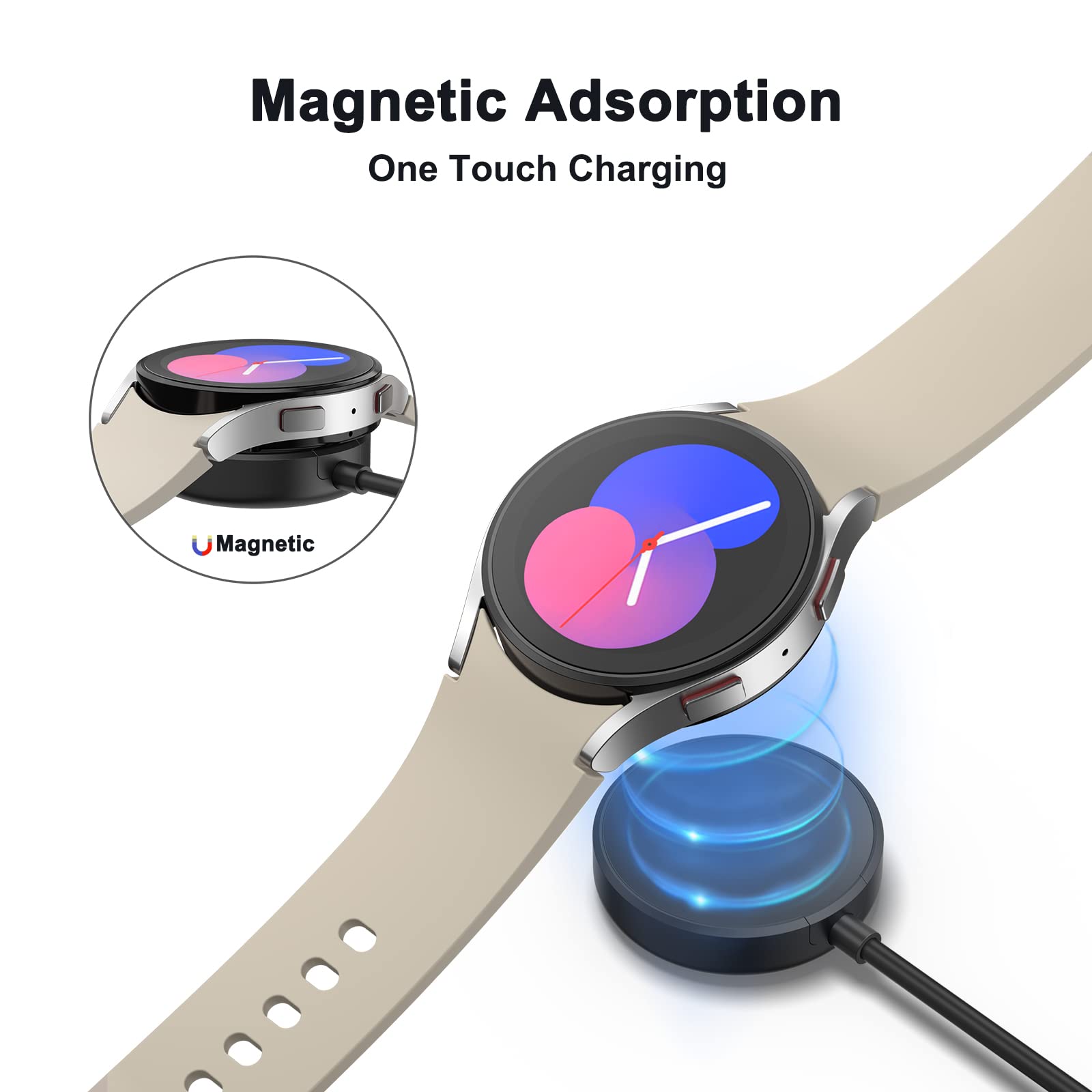 Samsung Galaxy Watch Charger - Compatible with Watch FE/Ultra/7/5/5 Pro/4/4 Classic/6/6 Classic/Active 2/3 | 3.3ft USB Replacement Charging Cable for Samsung Smartwatch | Perfect for Home, Office & Travel Use