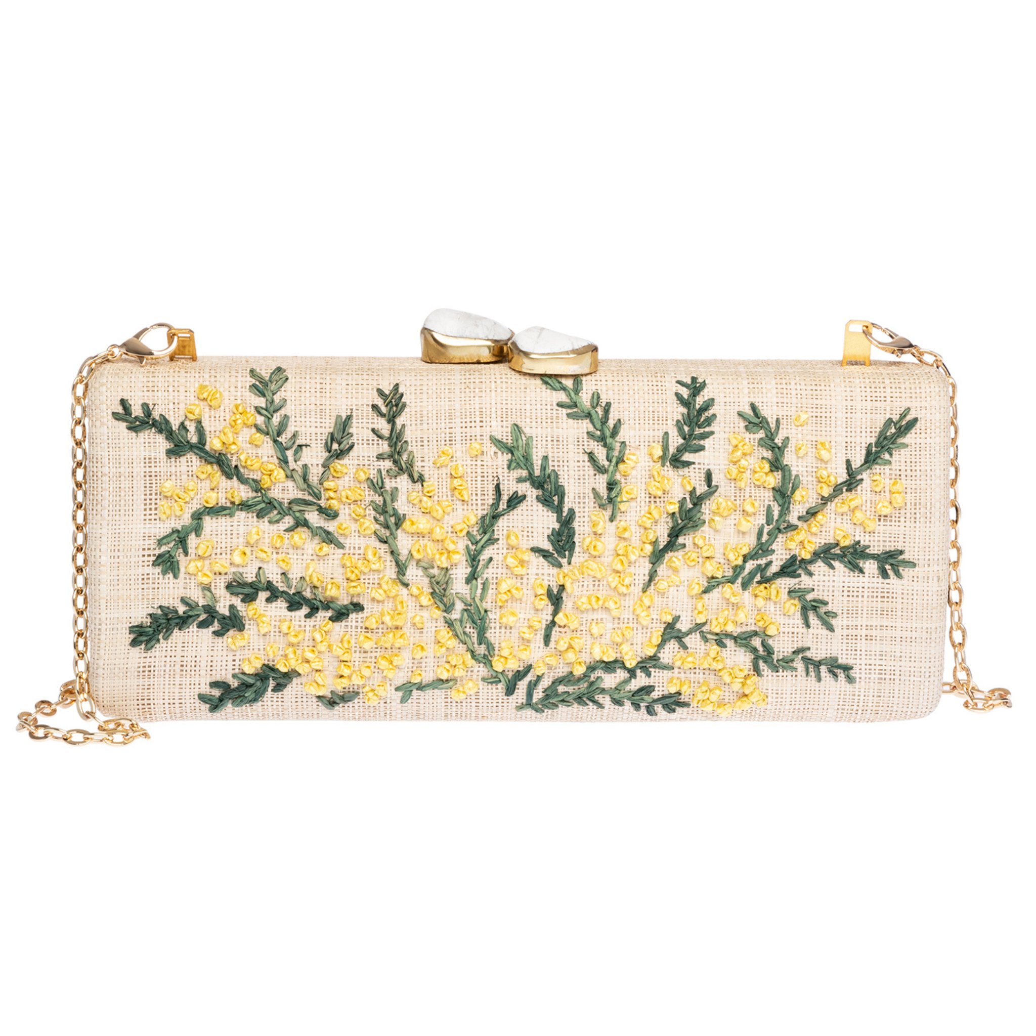 Alessandra Long Clutch Handbag - Natural & Yellow Leather Crossbody Purse for Women | Perfect for Evening Parties, Weddings & Special Occasions