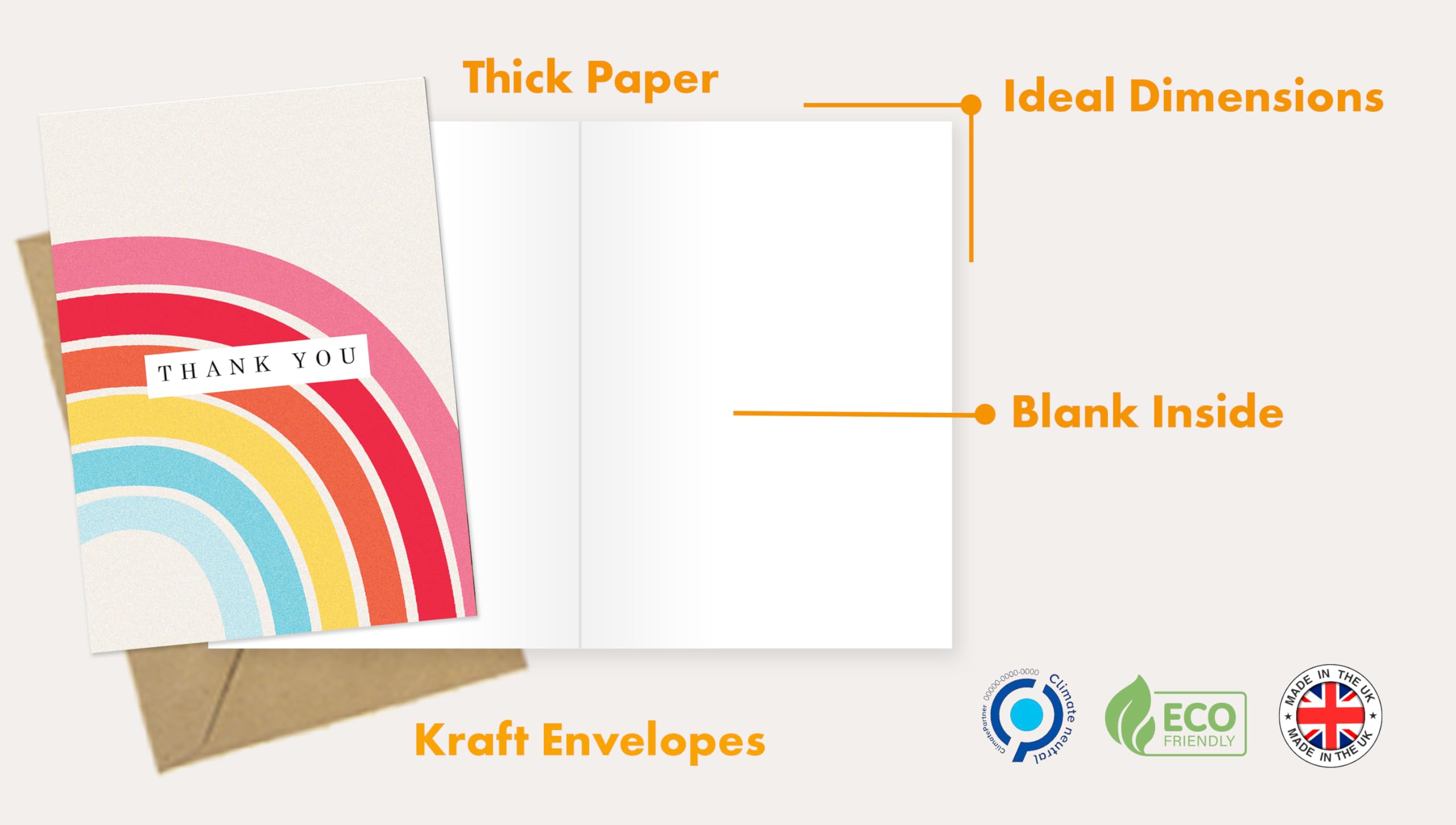 Eco-Friendly Thank You Cards Multipack with Envelopes - 24 Rainbow Greeting Cards for Teachers, Kids, Christmas & Notes | Perfect for Classroom Gifts, Holiday Thank Yous & Appreciation Cards
