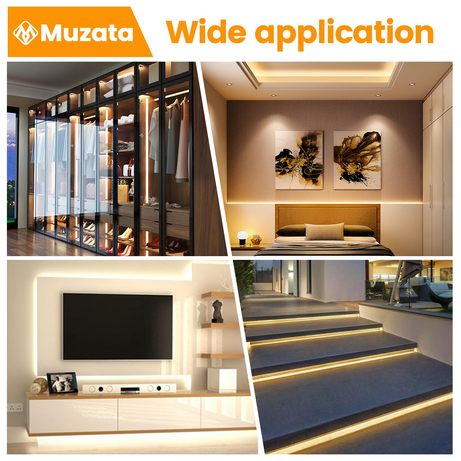 Muzata 10-Pack 6.6FT/2M Black Aluminum LED Channel with Milky White Cover - U102 BW 2M LED Strip Diffuser for Home, Kitchen, and Cabinet Lighting