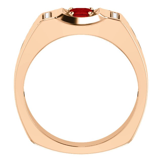 14K Gold Men's Ruby and Diamond Ring - 7/10 CT Ruby & 0.12 CTW Diamond Accent - Elegant Jewelry for Weddings, Anniversaries & Special Occasions