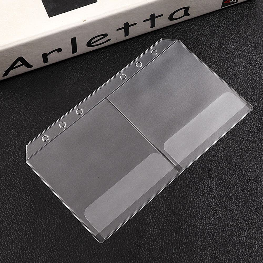 5Pcs A5 A6 Zipper Binder Pockets - Clear Waterproof PVC Loose Leaf Folders for 6-Ring Binders, Documents, School & Office Supplies (A6-2-Slot) - Perfect for Organizing Notes, Papers & Stationery