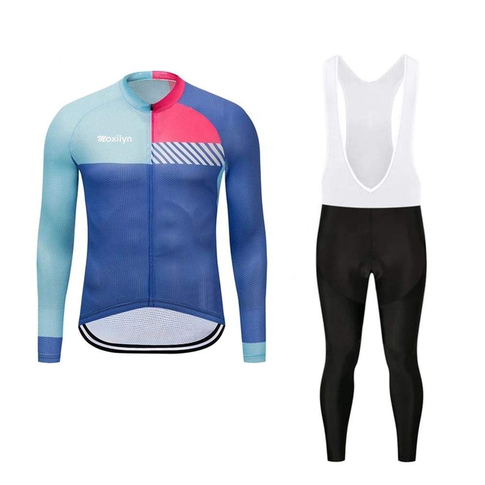 Men's Pro Cycling Jersey Set - Long Sleeve Quick Dry Bike Jacket & Bib Shorts with 9D Padding - High Performance Road Bike Clothing for Training & Racing - Perfect for Cycling Enthusiasts & Competitive Riders