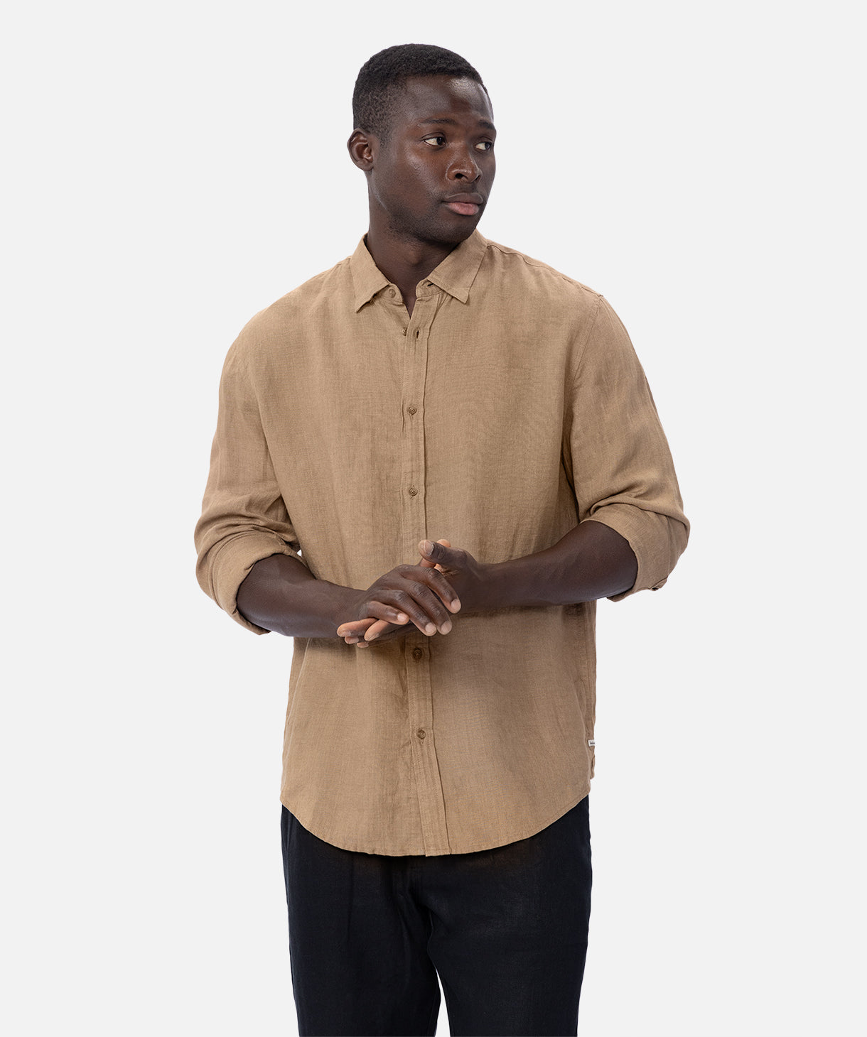 The Tennyson Linen Long Sleeve Shirt with Brass Buttons | Classic Casual & Business Wear for Men | Perfect for Office, Date Night & Summer Outings