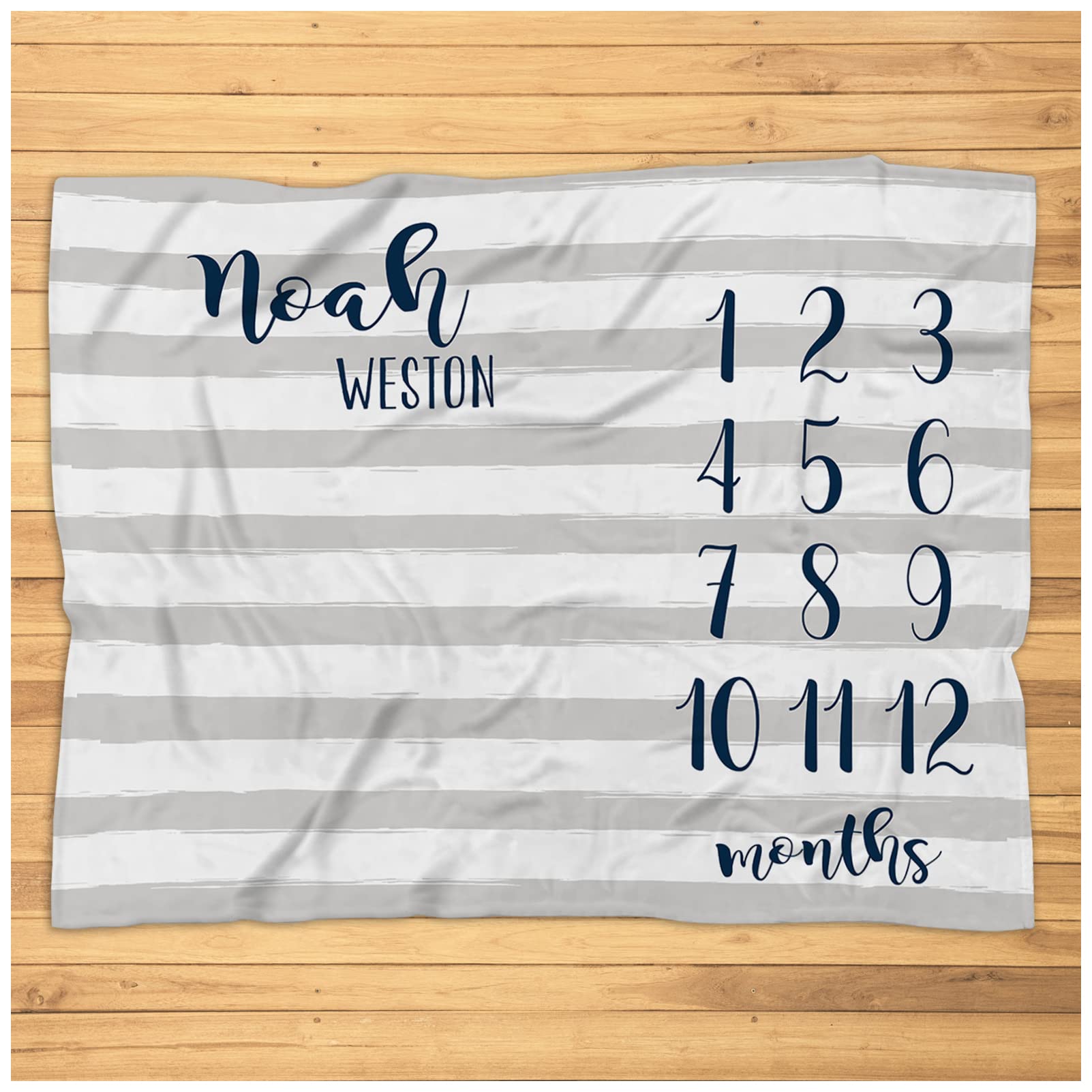 Soft Fleece Baby Milestone Blanket - Newborn Growth Tracker & Nursery Blanket | Gray Stripes Plush Blanket for Baby Showers, 1st Birthday Gifts | Super Soft Watch Me Grow Blanket for Photo Shoots, Monthly Milestone Pictures, and Cozy Nursery Decor