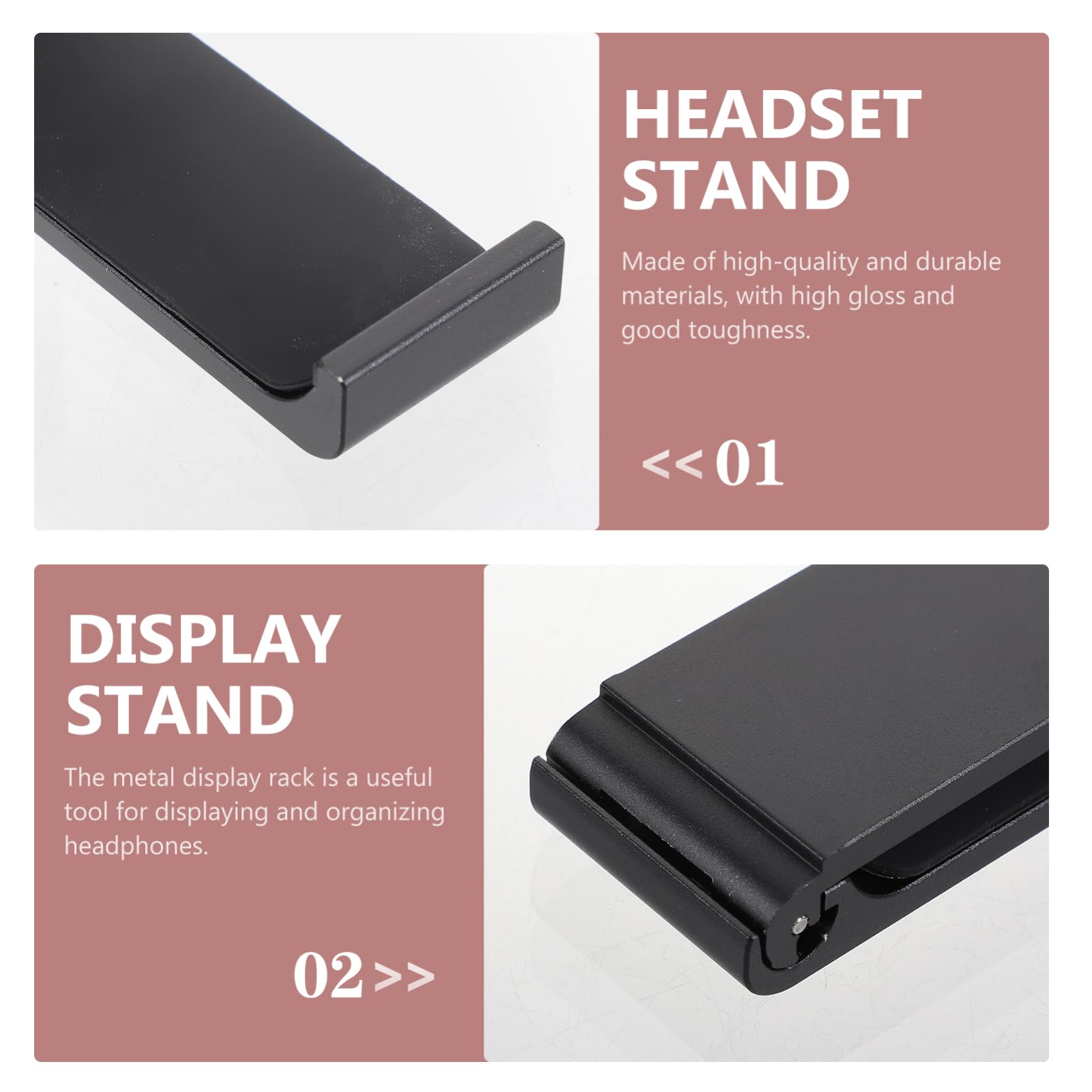 HOMSFOU 4-Pack Universal Metal Headphone Stand Holder - Black Gaming Headset Display Bracket for Desk, Office & Gaming Setup Accessories