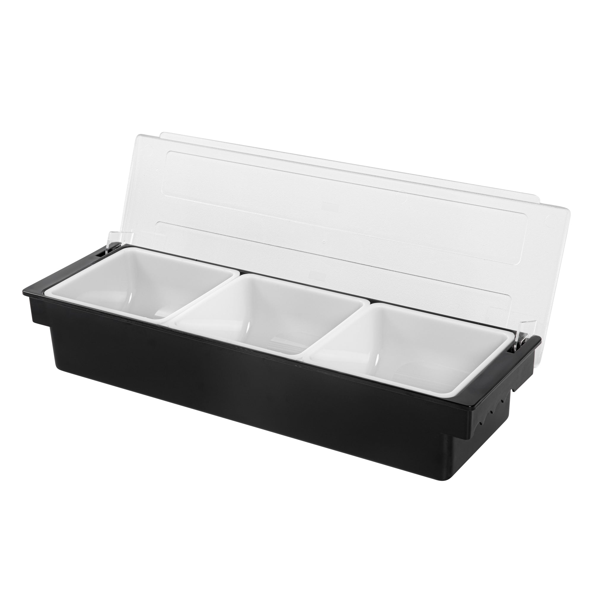 Bar Lux Black Plastic Condiment Caddy - 3 Compartment Organizer (19.5