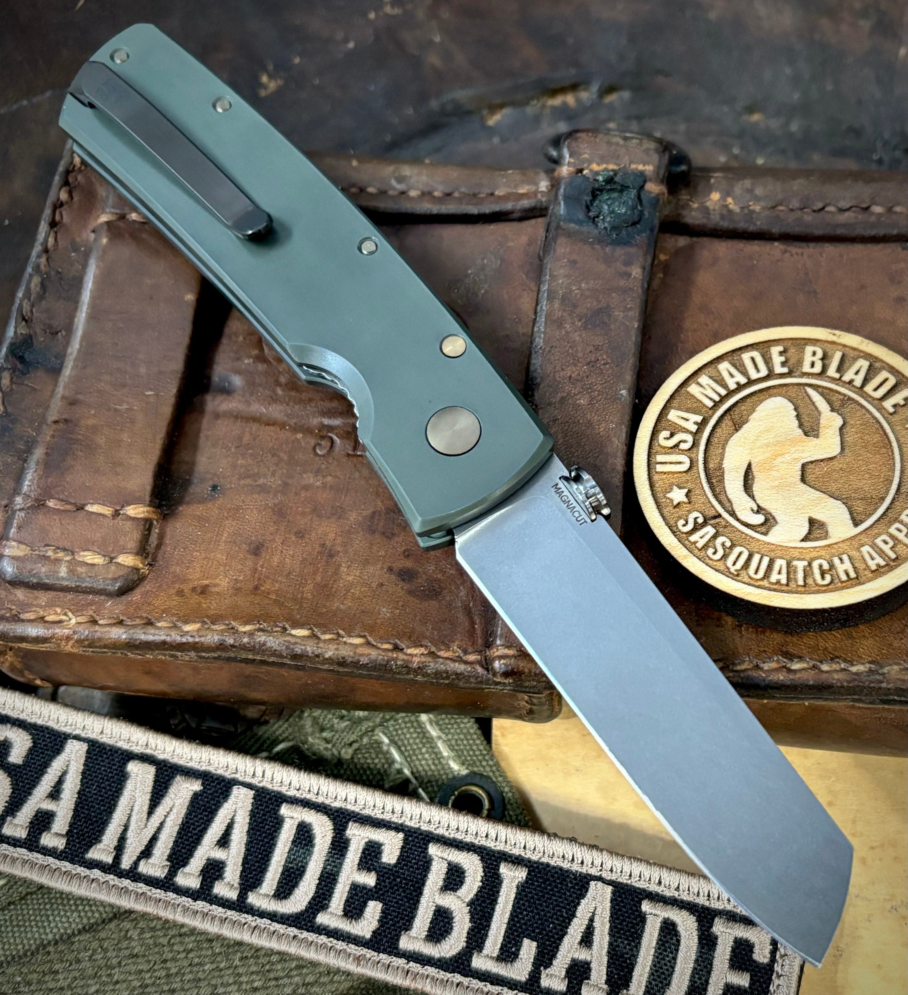 Tactile Knife Co. Shipwreck Green Mariner 2 Titanium Liner Lock Folding Knife - MagnaCut Blade & Bronze Hardware - EDC, Outdoor, Camping, Survival Gear