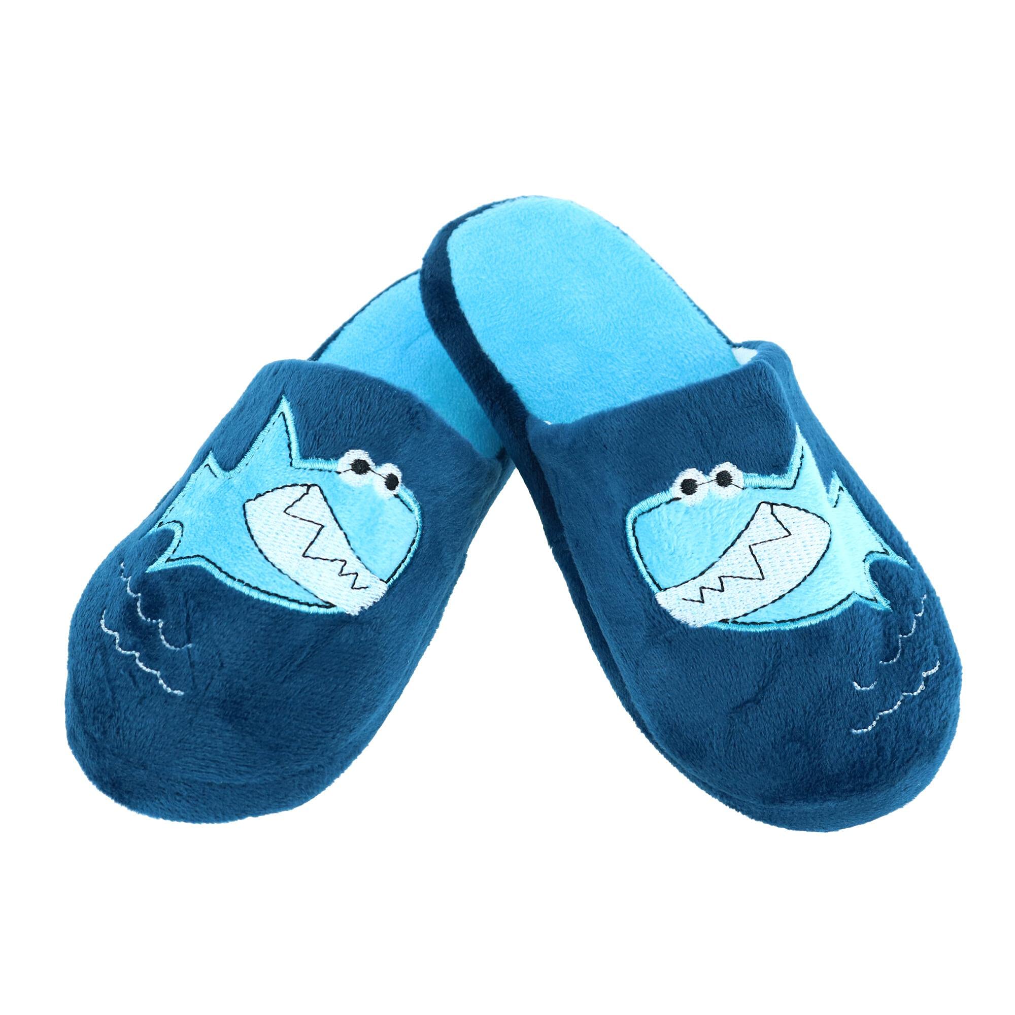 CTM® Boys' Shark Slide Slippers - Soft Indoor House Shoes for Kids with Non-Slip Sole | Perfect for Home, Playroom & Sleepovers