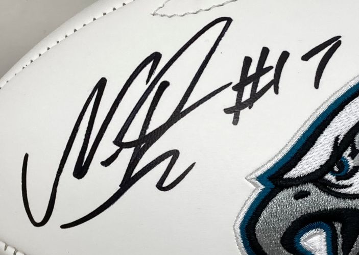Nakobe Dean Autographed Philadelphia Eagles Logo Football with PSA/DNA Certification & Super Bowl 59 Display Case - Perfect for Eagles Fans, Sports Memorabilia Collectors, and Game Room Decor