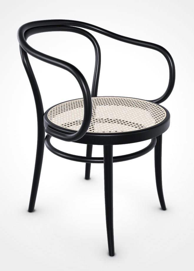 August Thonet No. 30 Bentwood Chair by Ton - Black Stain & Cane Seat | Vintage Modern Dining Chair for Home, Cafe & Office