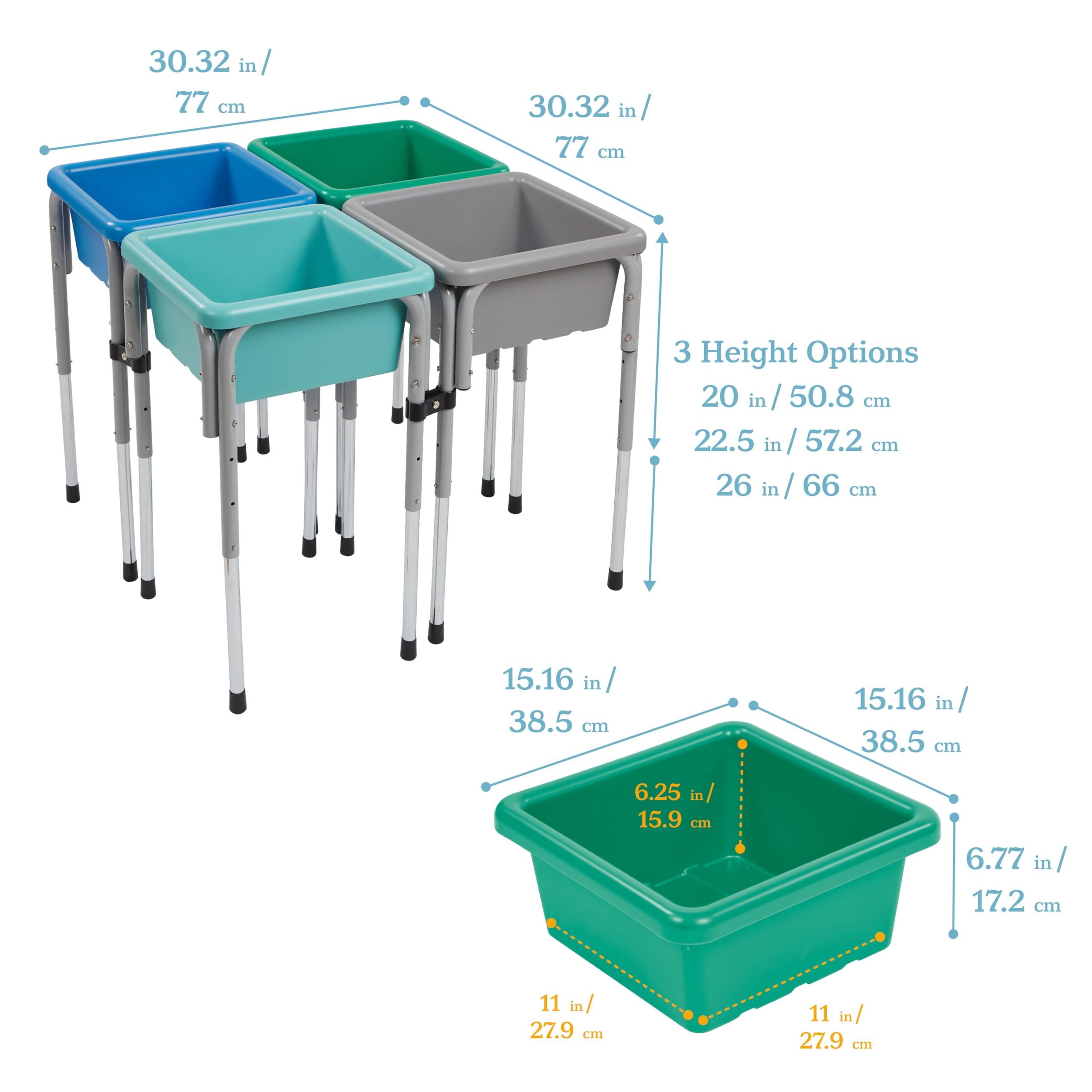 ECR4Kids Adjustable 4-Station Sand and Water Play Table with Sensory Bins - Contemporary Design for Kids Indoor/Outdoor Sensory Play, Preschool Learning, and Toddler Activities