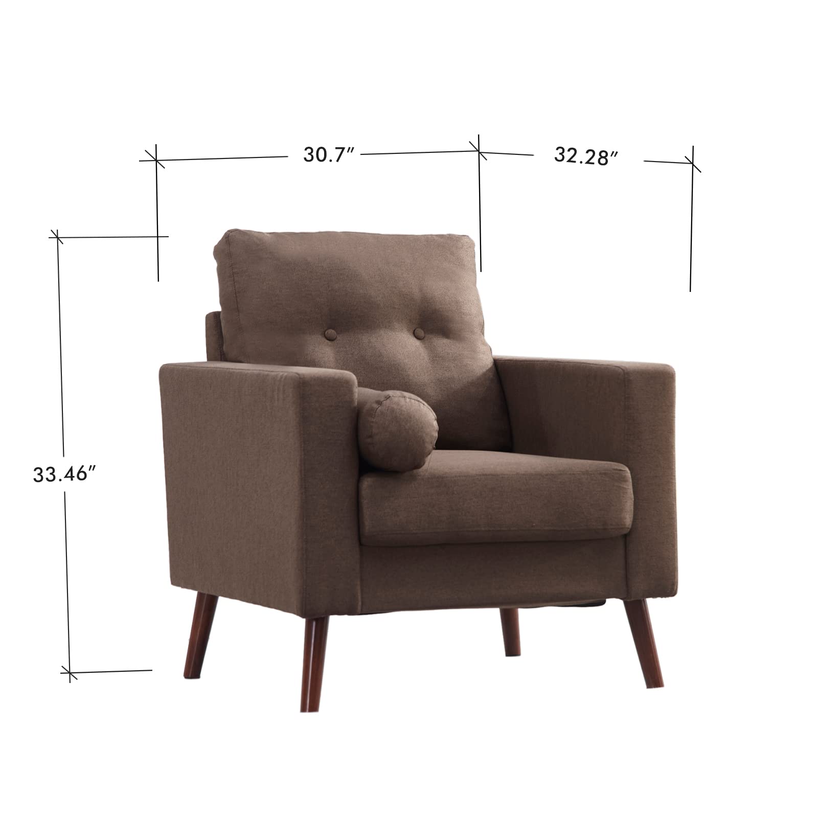 Mid Century Modern Loveseat Sofa - Button Tufted Upholstered Love Seat Couch for Living Room, Bedroom & Office - Brown Leather Accent Chair - Perfect for Small Spaces, Apartments and Cozy Home Decor