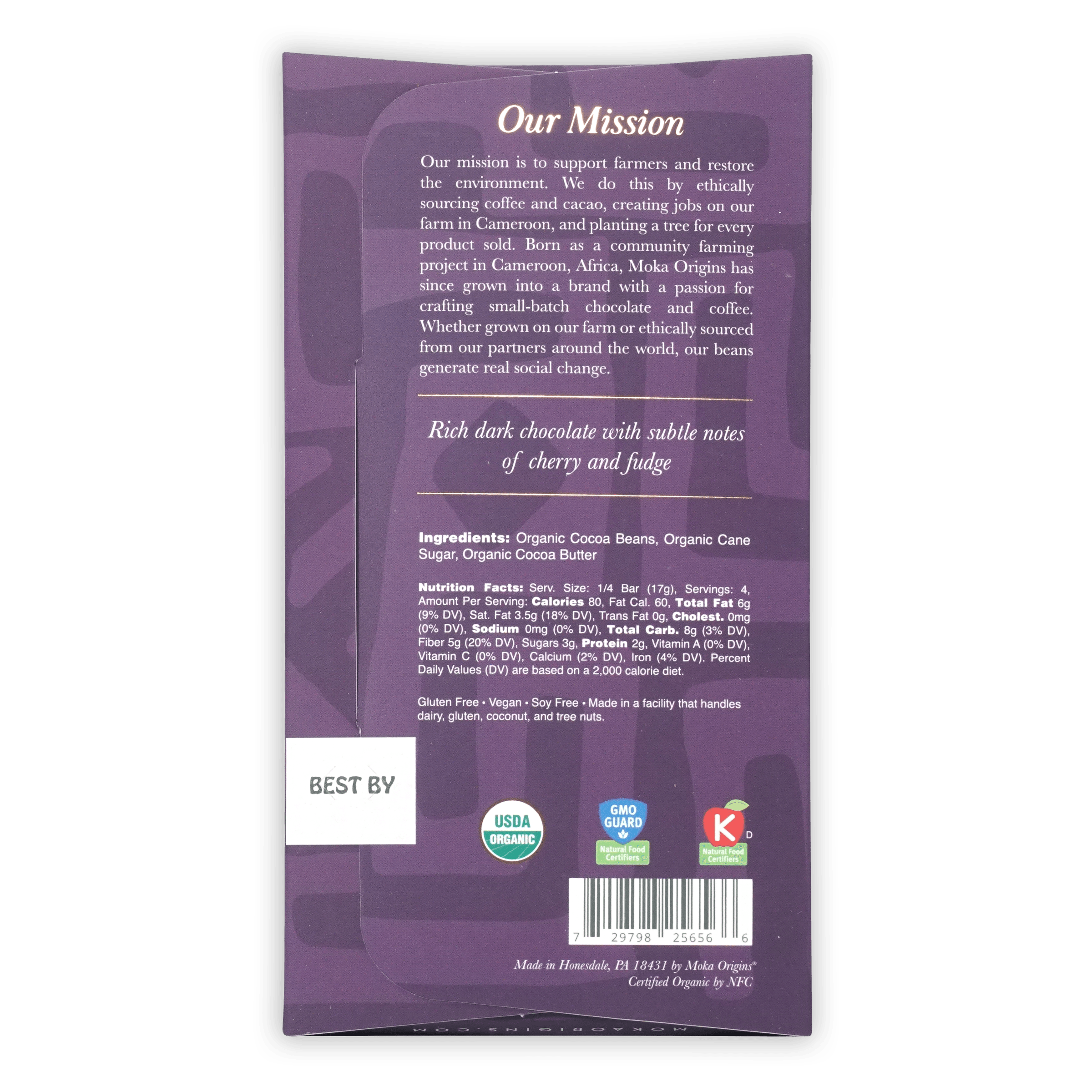 Premium Moka Dark Tanzania 85% Cocoa Chocolate Bar - Rich & Intense Flavor for Baking, Gifting & Healthy Snacking