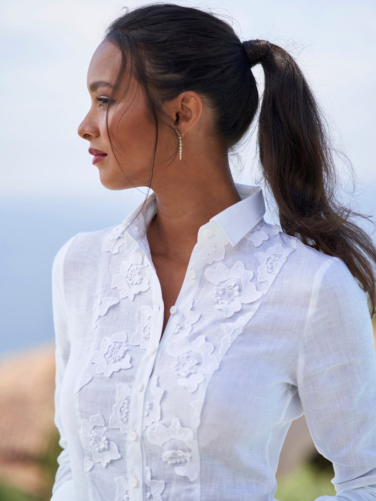 Sheri Fleur Women's Linen Shirt - Breathable Summer Blouse for Casual Wear & Beach Outfits | Perfect for Vacation, Office & Date Nights