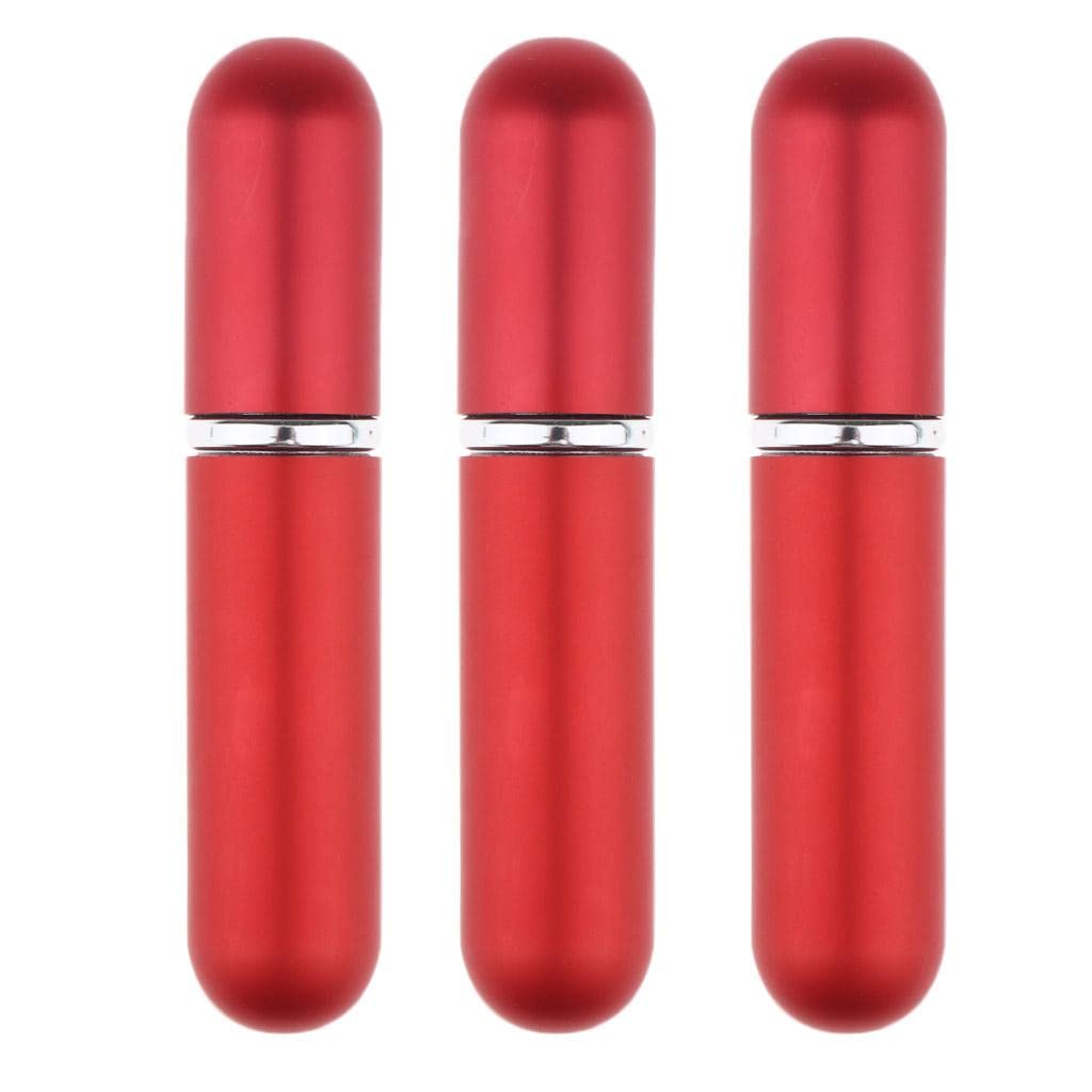 3x 5ml Empty Glass Spray Bottles with Fine Mist Pump - Matte Red Perfume Atomizer for Essential Oils, Fragrances & DIY Skincare | Travel Size, Purse Friendly, Home & Salon Use