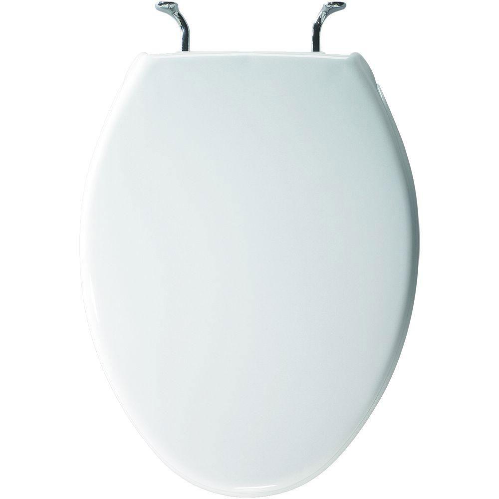 Bemis 819244 White Elongated Closed Front Toilet Seat - Durable & Comfortable Bathroom Upgrade for Home & Commercial Use