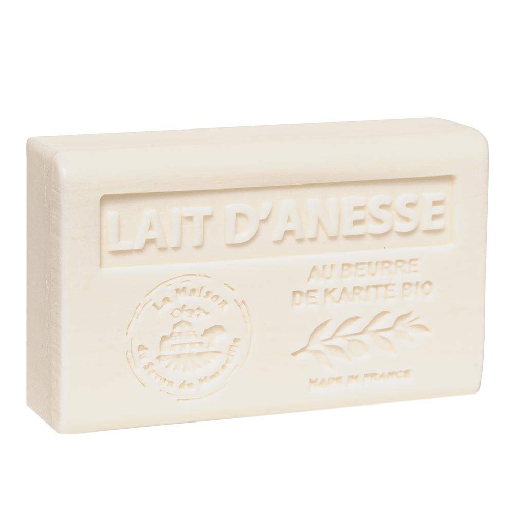 Organic Shea Butter French Soap - Authentic Marseille Soap with Donkey Milk Fragrance - 60g Bar for Sensitive Skin & Luxury Bathing
