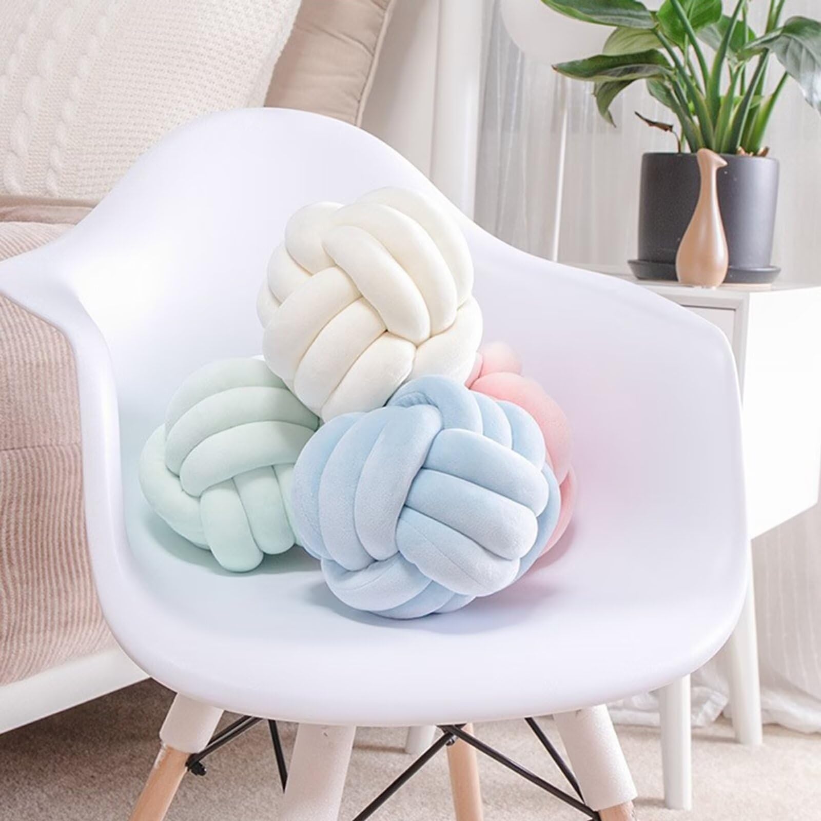 ZANYB Soft Knotted Ball Throw Pillow - Handmade Plush Round Cushion for Home Decor, Bedroom, Sofa & Nursery (Black, 11.8x11.8 Inches) - Perfect for Cozy Living Rooms, Boho Bedding & Stylish Home Accents