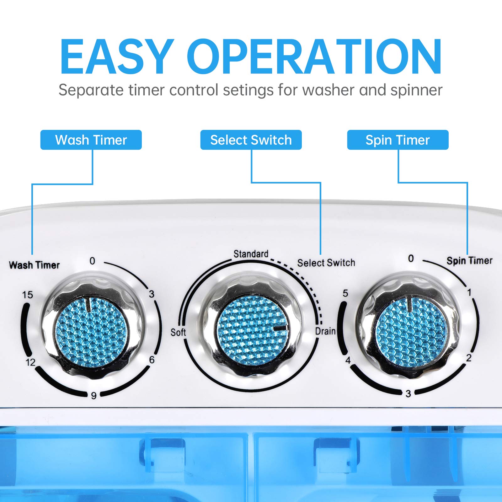 ZENY Portable Mini Twin Tub Washing Machine - 9.9lbs Capacity Compact Laundry Washer & Spin Dryer for Apartments, Dorms, RVs - Lightweight & Space-Saving (Blue) - Perfect for Small Spaces, Travel & Off-Grid Living