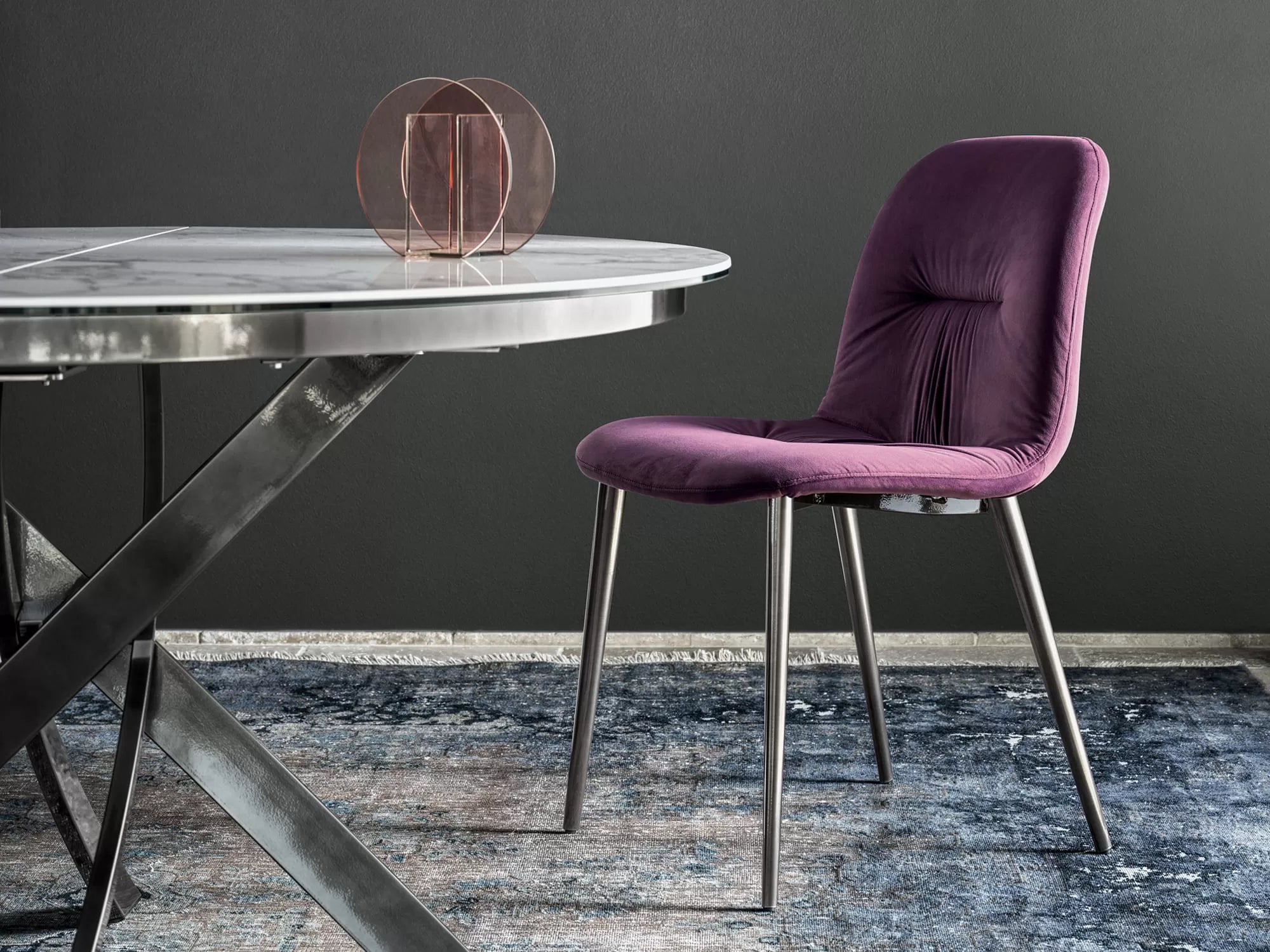 Barone Extendable Round Marble Dining Table - Expandable Ceramic Top Kitchen Table for 4-6 People | Perfect for Small Spaces, Dinner Parties & Family Gatherings