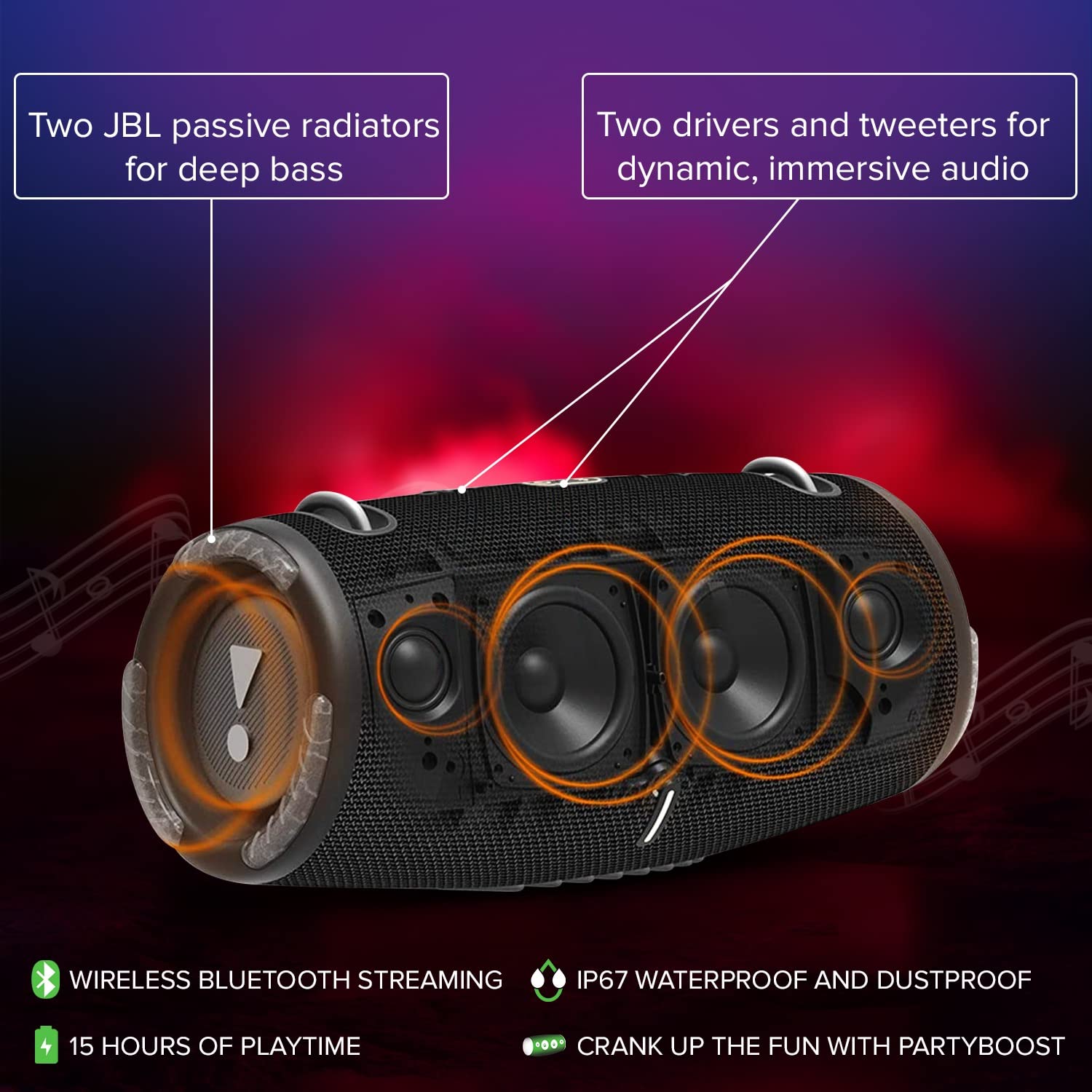 JBL Xtreme 3 Portable Bluetooth Speaker - Powerful Sound, Deep Bass, IP67 Waterproof, Wireless, Bundle with Protective Case - Perfect for Outdoor Adventures, Pool Parties & Travel (Black)