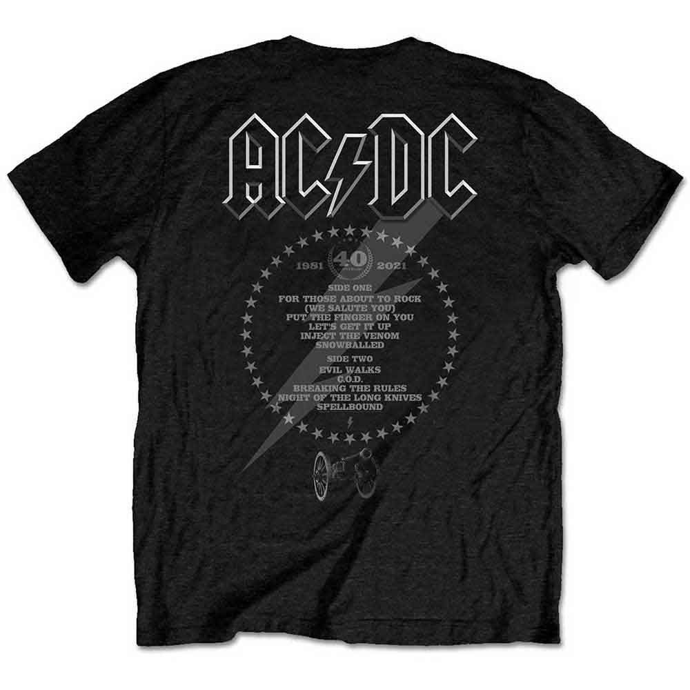 AC/DC FTATR 40th Anniversary Monochrome T-Shirt | Vintage Rock Band Tee for Concerts & Casual Wear