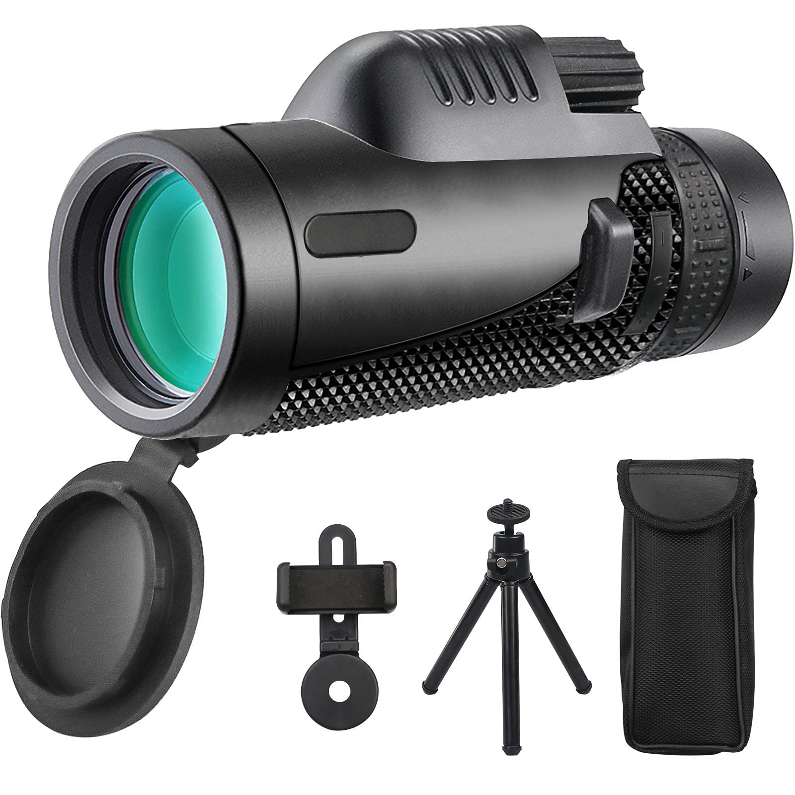 12×50 HD Monocular Telescope with Smartphone Adapter & Tripod - Night Vision for Wildlife Watching, Hunting, Camping | Perfect for Outdoor Adventures & Travel Accessories
