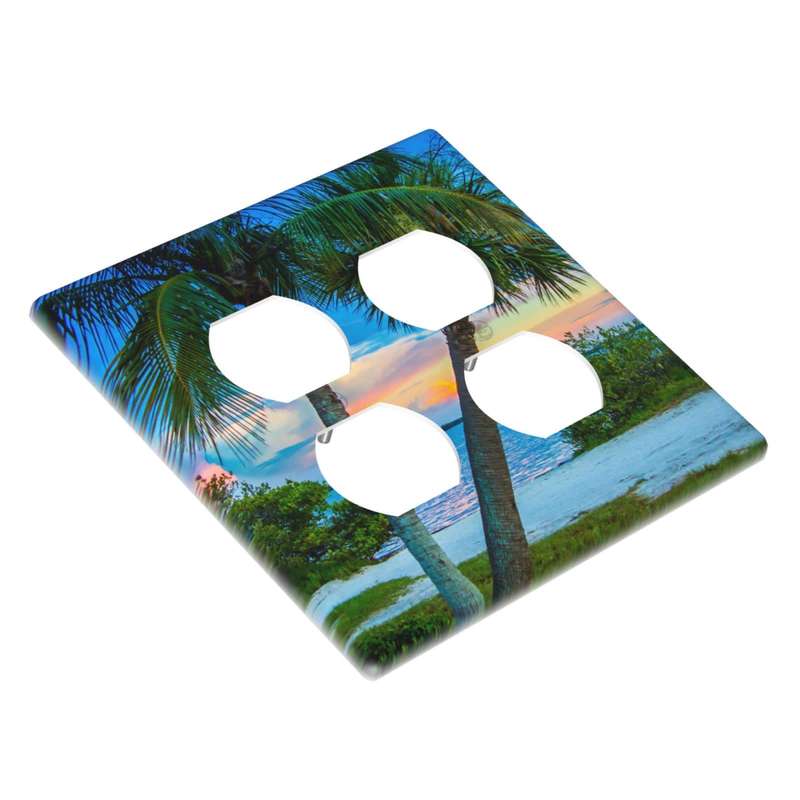 Beach Wall Plate Cover - 2 Gang Outlet Decor for Living Room & Bedroom