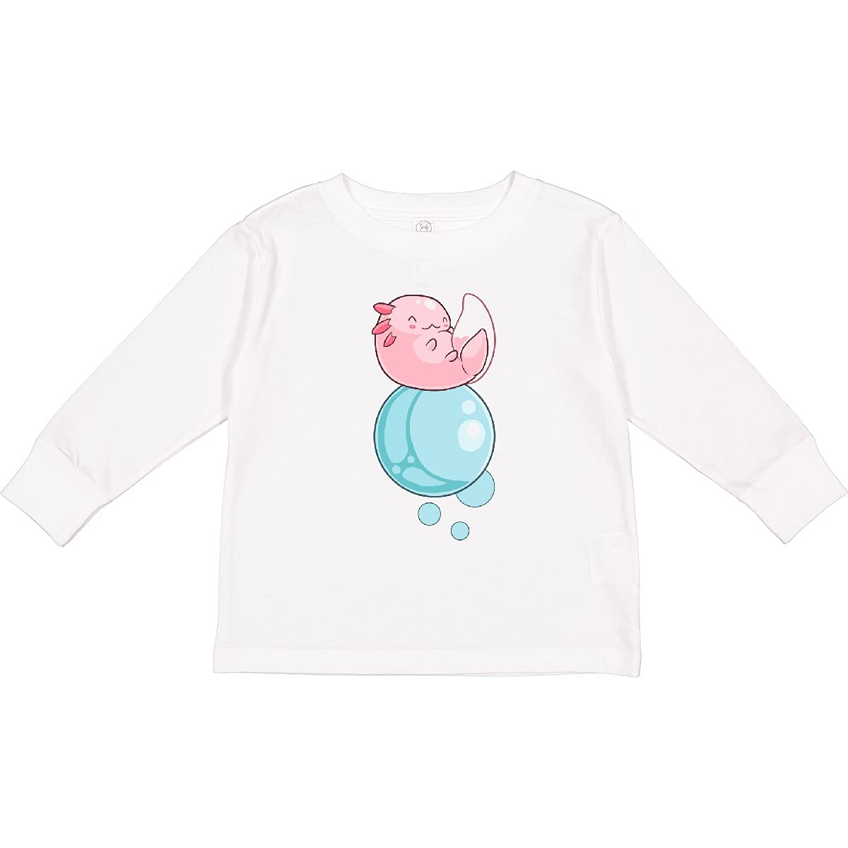 Cute Axolotl Sitting on Bubble Toddler Long Sleeve T-Shirt - Adorable Kids Casual Shirt for Playdates, School & Family Outings