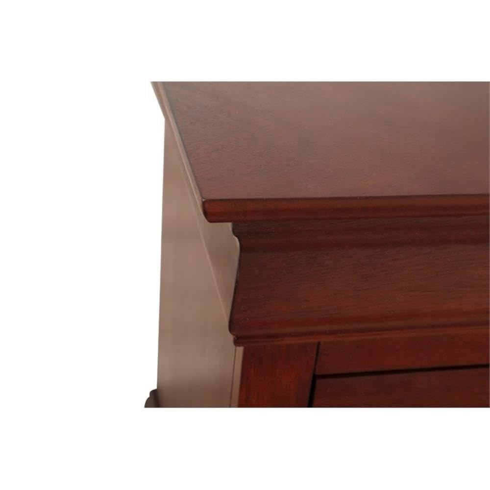 Glory Furniture Lewis 2-Drawer Wood Nightstand, Cherry Finish - Solid Wood Bedside Table for Bedroom, Living Room & Guest Room Storage