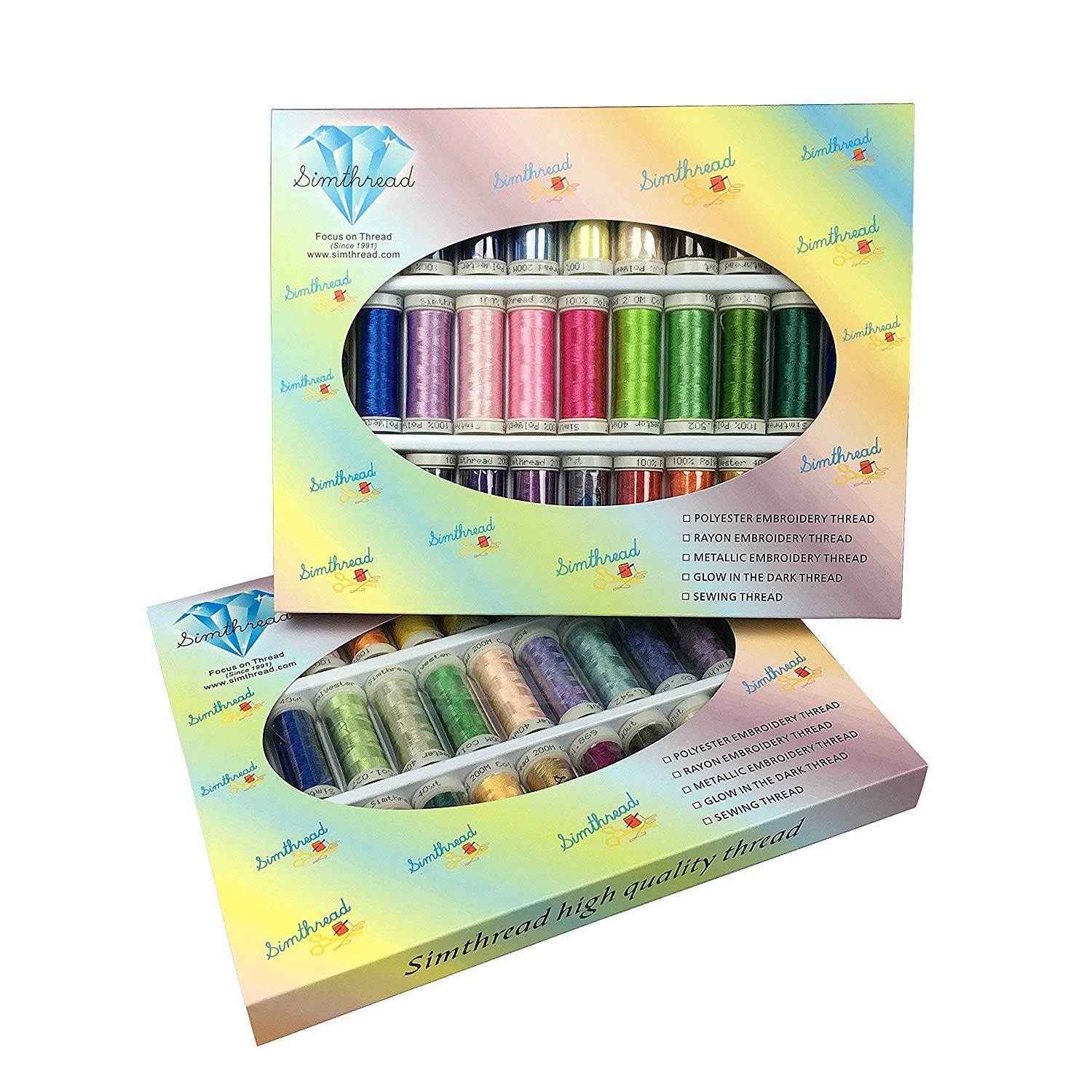 63 Spools Polyester Embroidery Machine Thread - 330 Yards Each | Compatible with Brother, Babylock, Janome, Singer, Pfaff, Husqvarna & Bernina | Perfect for Quilting, Sewing & Embroidery Projects