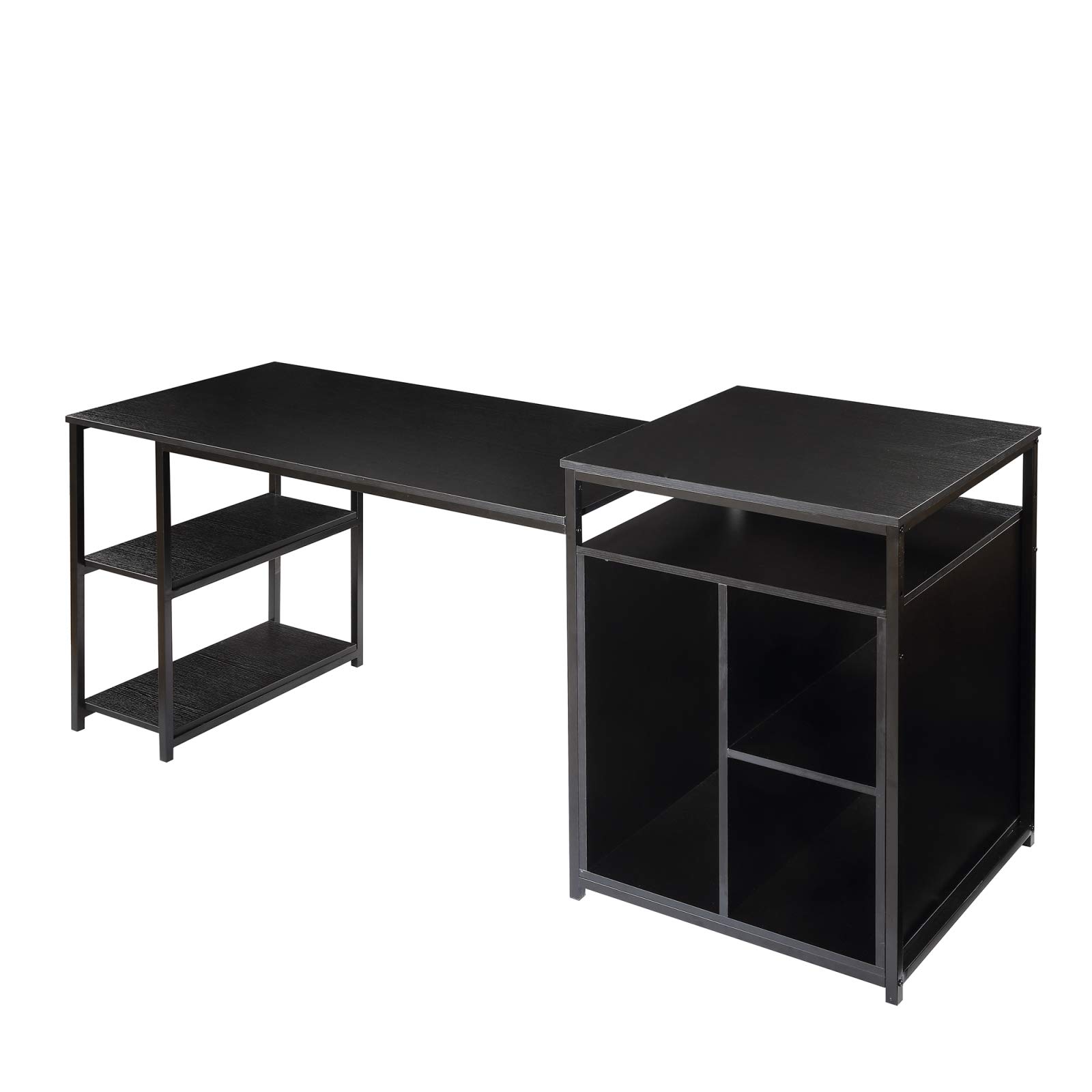 Lazyspace Home Office Computer Desk with Storage Shelf, CPU Storage Space & Printer Stand - Compact Writing PC Table for Small Spaces (Black) - Perfect for Remote Work, Gaming & Study Setup