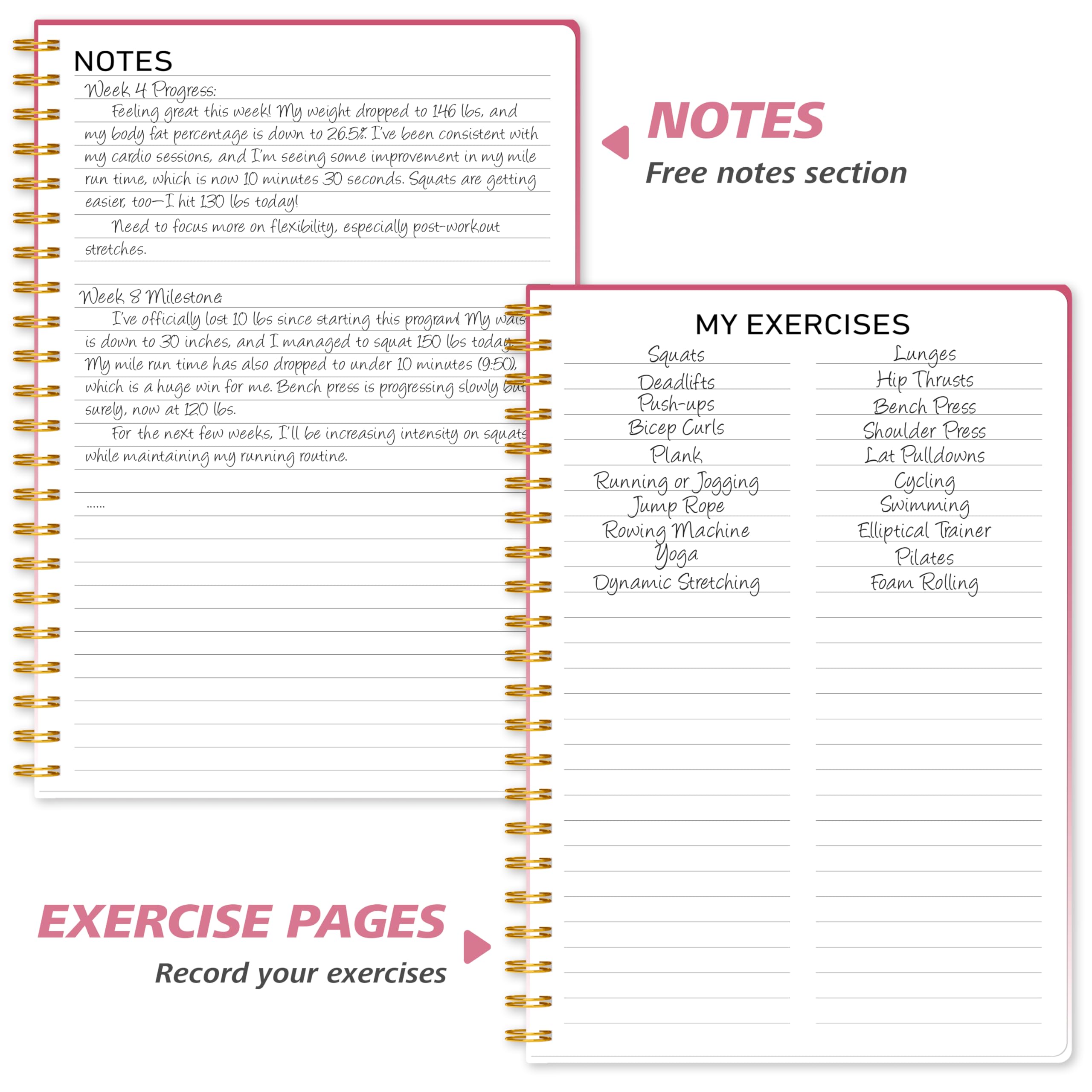 Fitness Journal Workout Planner - A5 Gym Log Book for Home & Gym Training