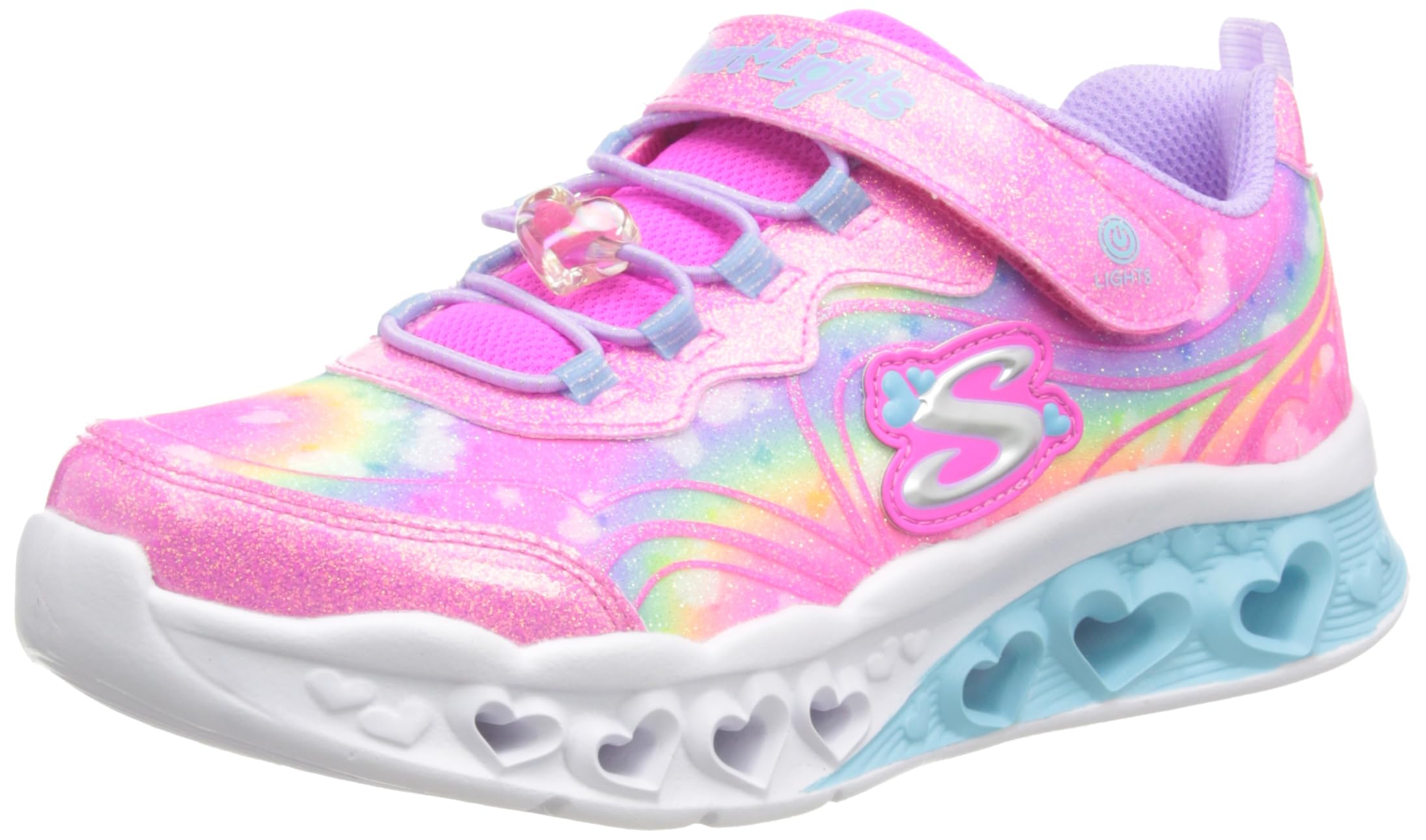 Skechers Girls' Flutter Heart Light Up Sneakers - Light Up Shoes for Kids with Flashing LED Lights | Perfect for School, Playground & Nighttime Activities