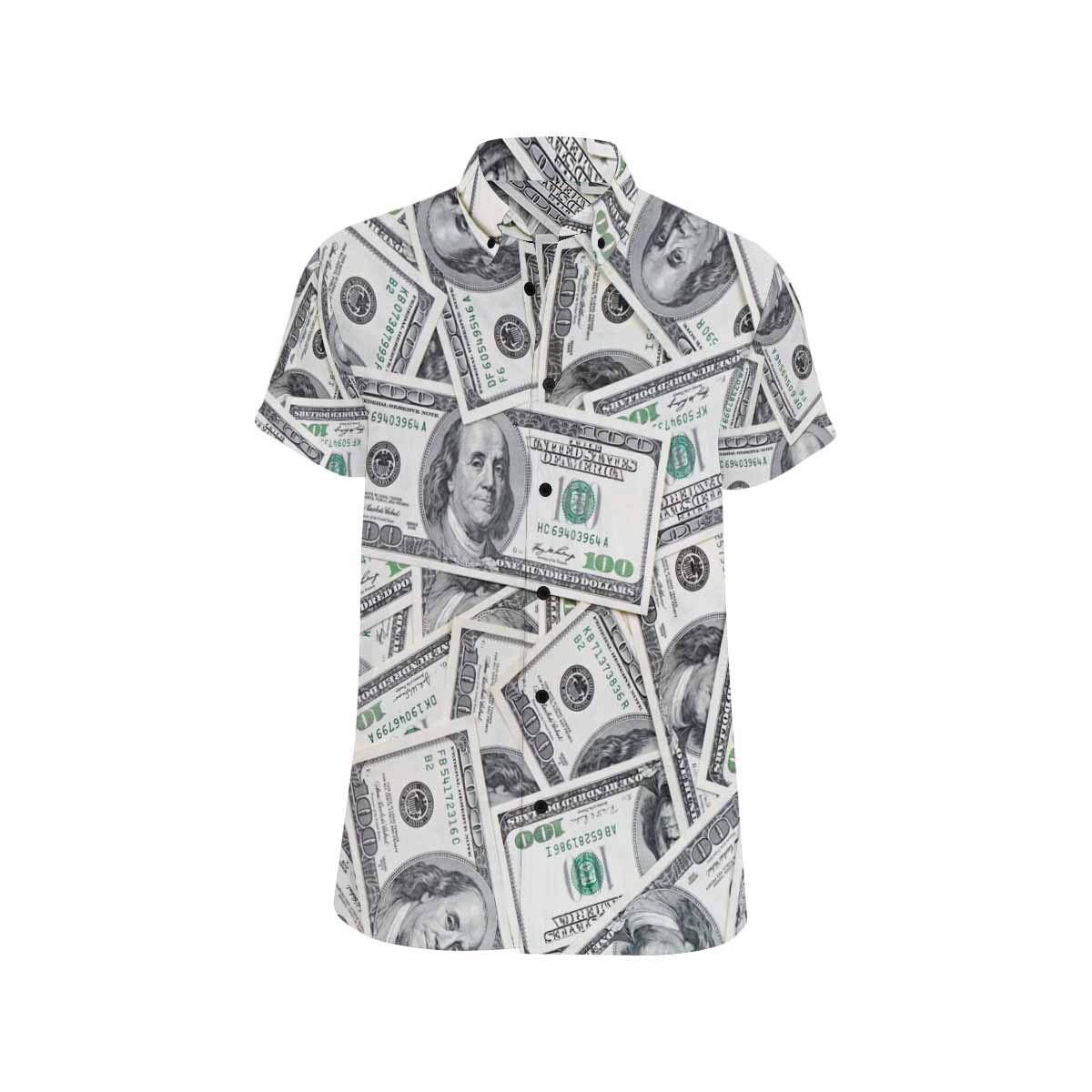 InterestPrint Dollar Bills Short Sleeve Button Down Shirts - Regular Fit Men's Casual Shirt for Work, Party & Everyday Wear