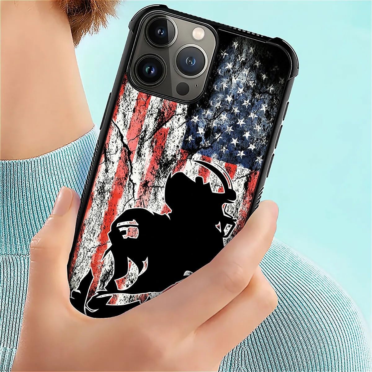 Premium iPhone 16 Case - Classic Wood Grain & American Flag Design | Dual Layer Shockproof Protective Cover with Anti-Slip Grip | Vintage Patriotic Style | Perfect for Outdoor Adventures, Travel & Daily Protection