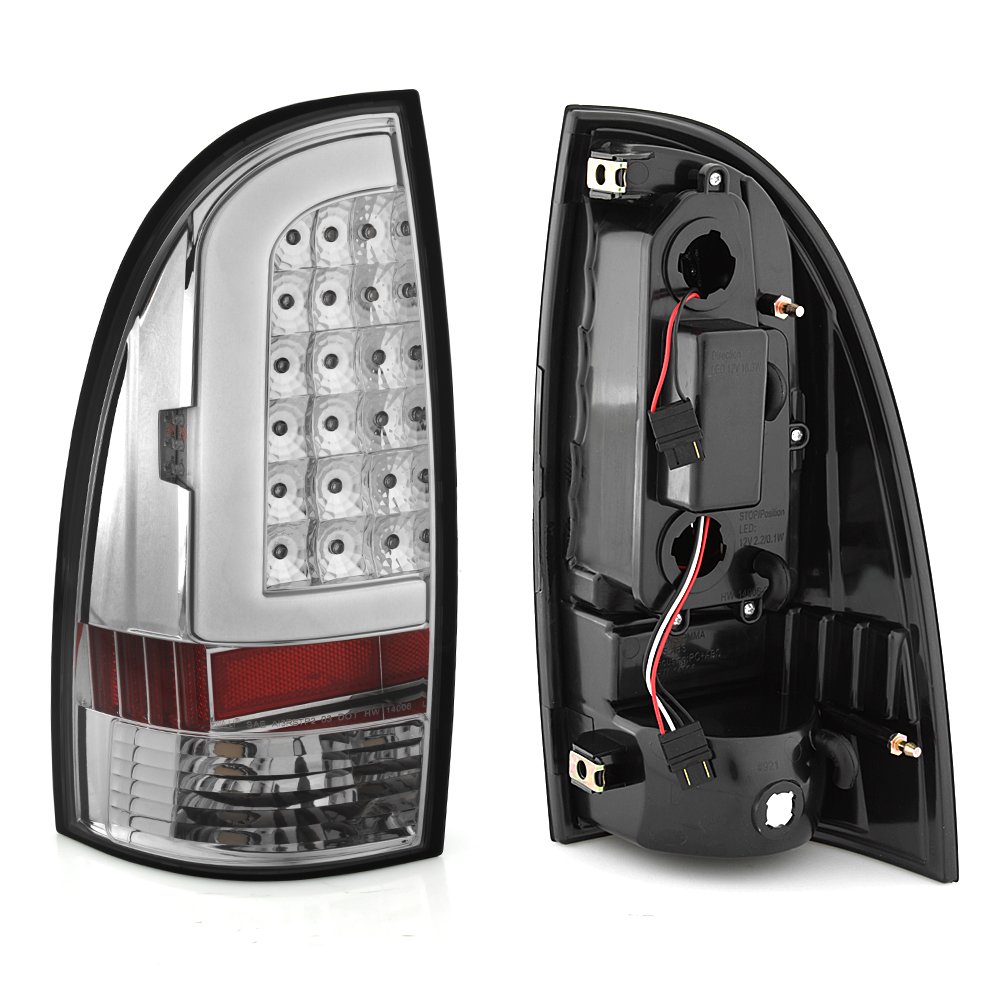 AKKON Full LED Daytime Running Lights & Tail Lights for 2005-2015 Toyota Tacoma - Chrome Housing with Clear Lens - Upgrade Your Truck's Style & Visibility for Night Driving and Off-Road Adventures