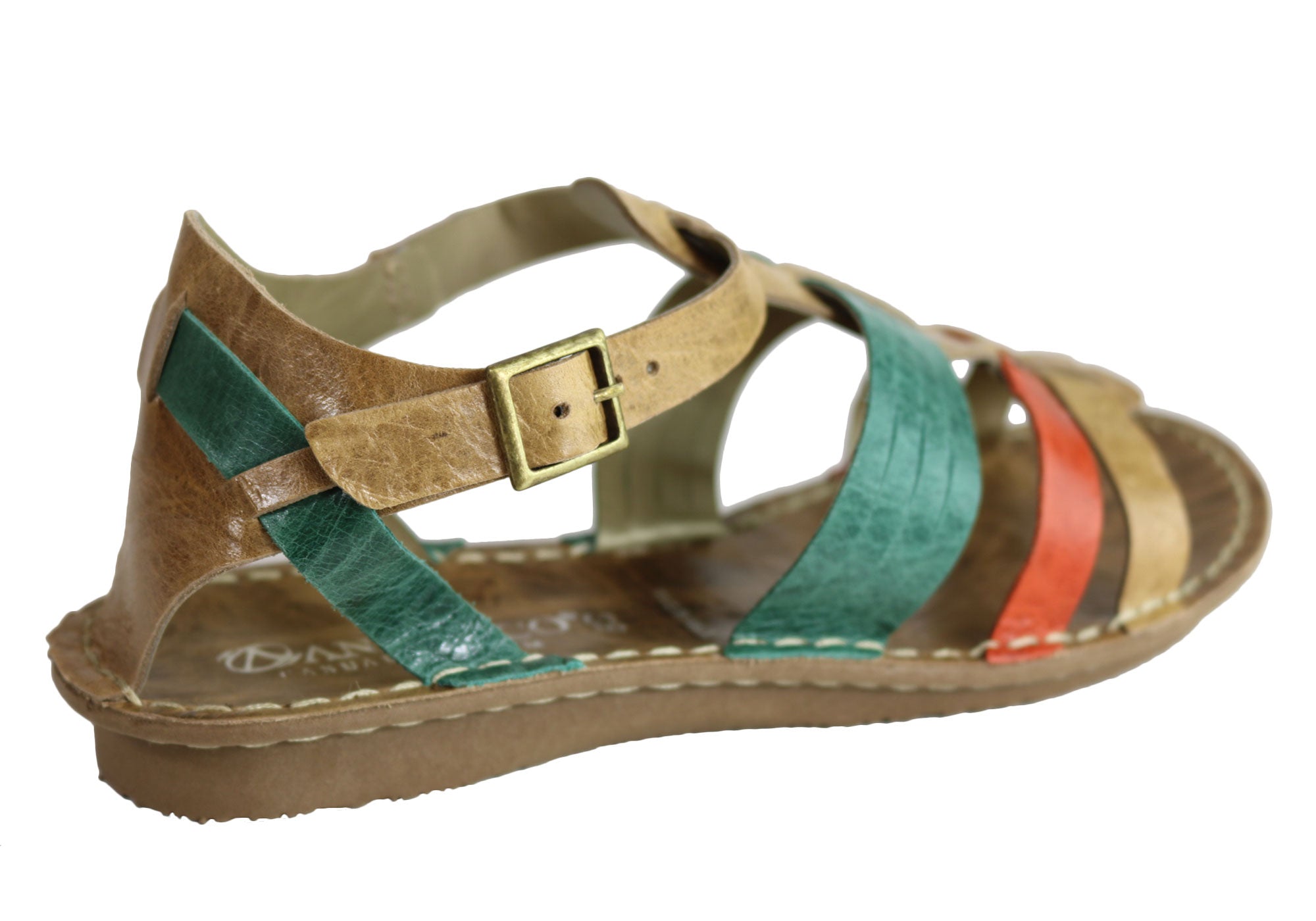 Andacco Augustine Women's Comfort Flat Leather Sandals - Handmade in Brazil - Perfect for Summer, Beach & Casual Outings
