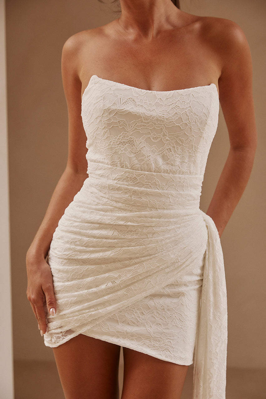 Lacey Mini Dress for Women - Elegant White Summer Party Cocktail Dress | Perfect for Weddings, Dates & Night Out