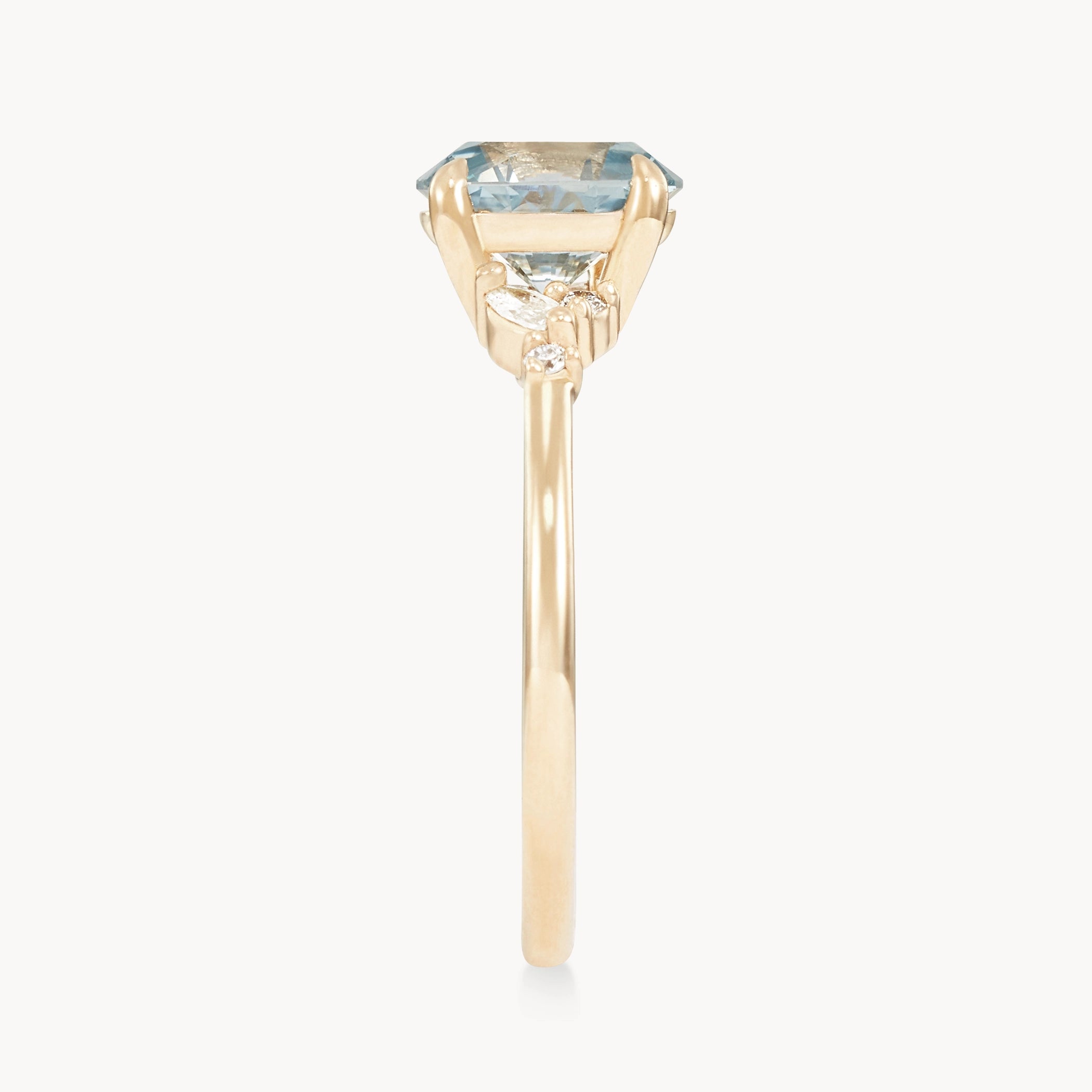 Unique Mystic Love 14K Yellow Gold Ring with Icy Blue Oval Sapphire – Perfect for Engagement, Anniversary & Special Occasions