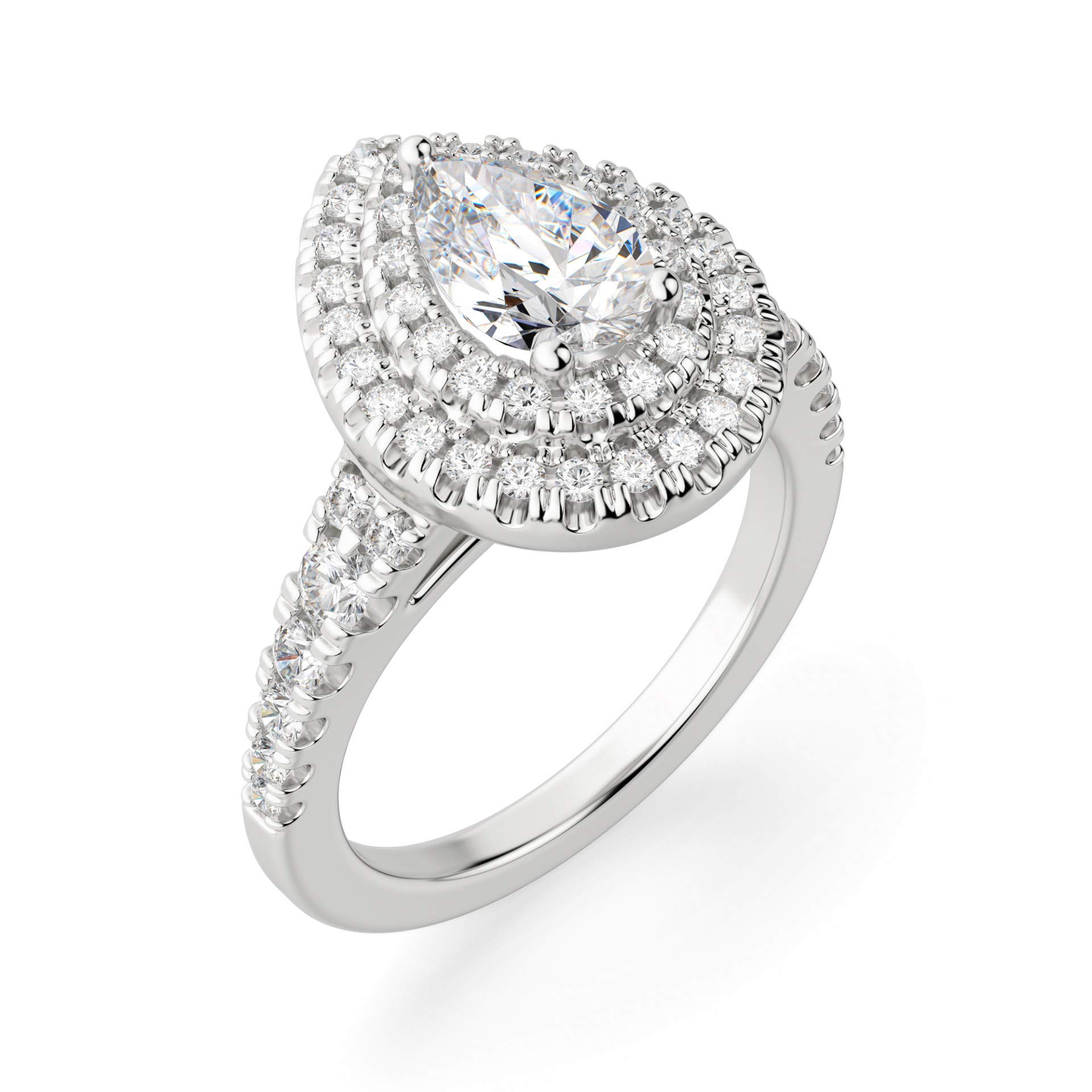 2 CT Pear Moissanite Engagement Ring Set - Vintage Halo Wedding Band, Solitaire Promise Ring for Women - Perfect for Proposals, Anniversaries & Bridal Jewelry Gifts (Silver)