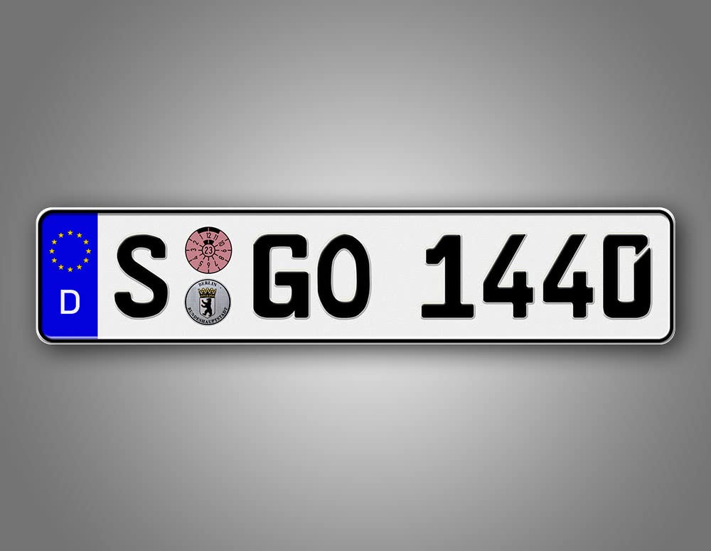 Personalized Custom Text German License Plate - Novelty Euro Style Aluminum Tag - Made in USA - Perfect for Car Shows, Themed Parties & German Car Enthusiasts