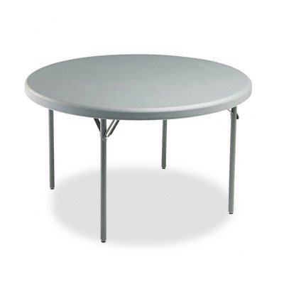 Indestructible TOO 1200 Series Heavy Duty Resin Folding Table - 48 Inch Round, 29 Inch Height, Charcoal - Perfect for Outdoor Events, Camping, and Home Use