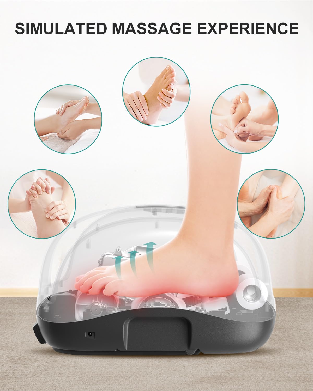 Nekteck Shiatsu Foot Massager with Heat - Electric Deep Kneading & Vibration for Feet, Calf, Arm Pain Relief - Smart APP Control for Muscle Relaxation & Circulation - Perfect for Home, Office Use and Post-Workout Recovery (White)