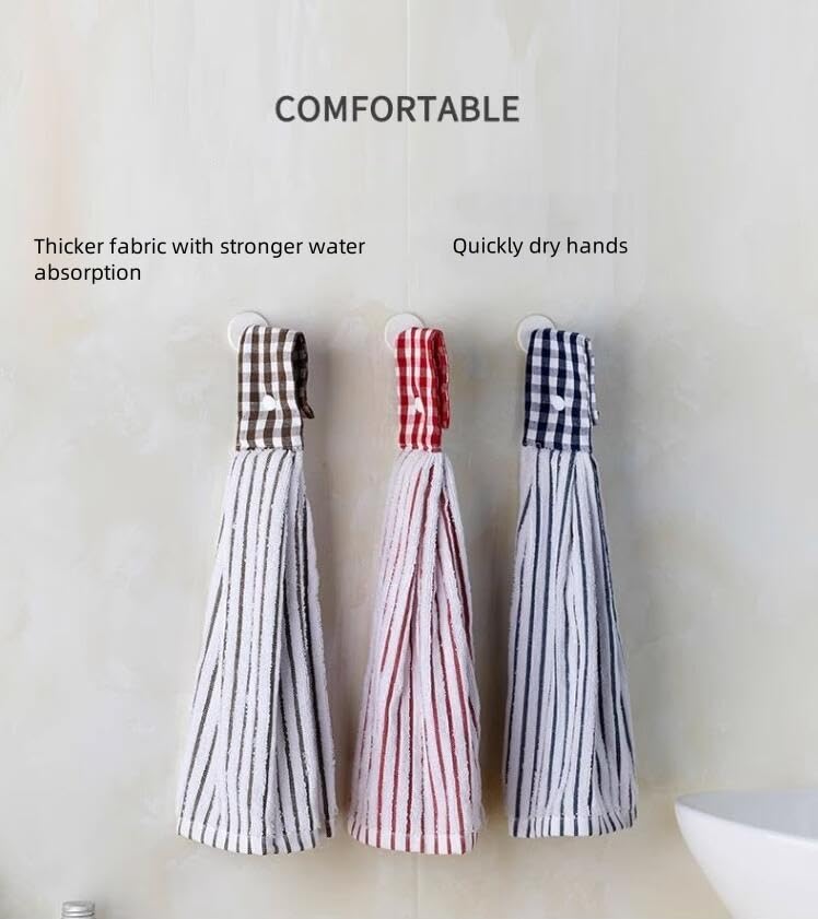 2 Pack Classic Striped Cotton Kitchen Towels - Super Absorbent, Hanging & Hand Towels, Red Stripes - Perfect for Dish Drying, Hand Wiping & Kitchen Decor