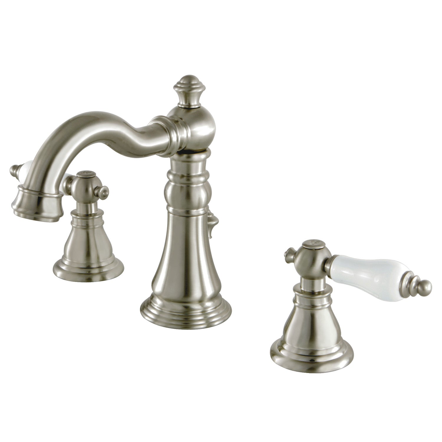 American Patriot FSC1978APL Brushed Nickel Widespread Bathroom Faucet - 3 Hole Deck Mount, Two Handle Design with Pop-Up Drain - Perfect for Modern Bathroom Renovations and Home Upgrades
