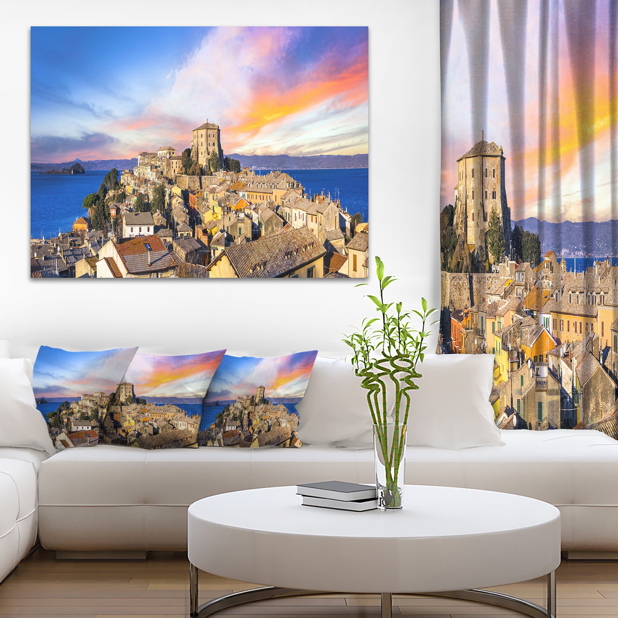 Medieval Village Capodimonte Landscape Photography Canvas Print - Wall Art Decor for Living Room, Bedroom & Office