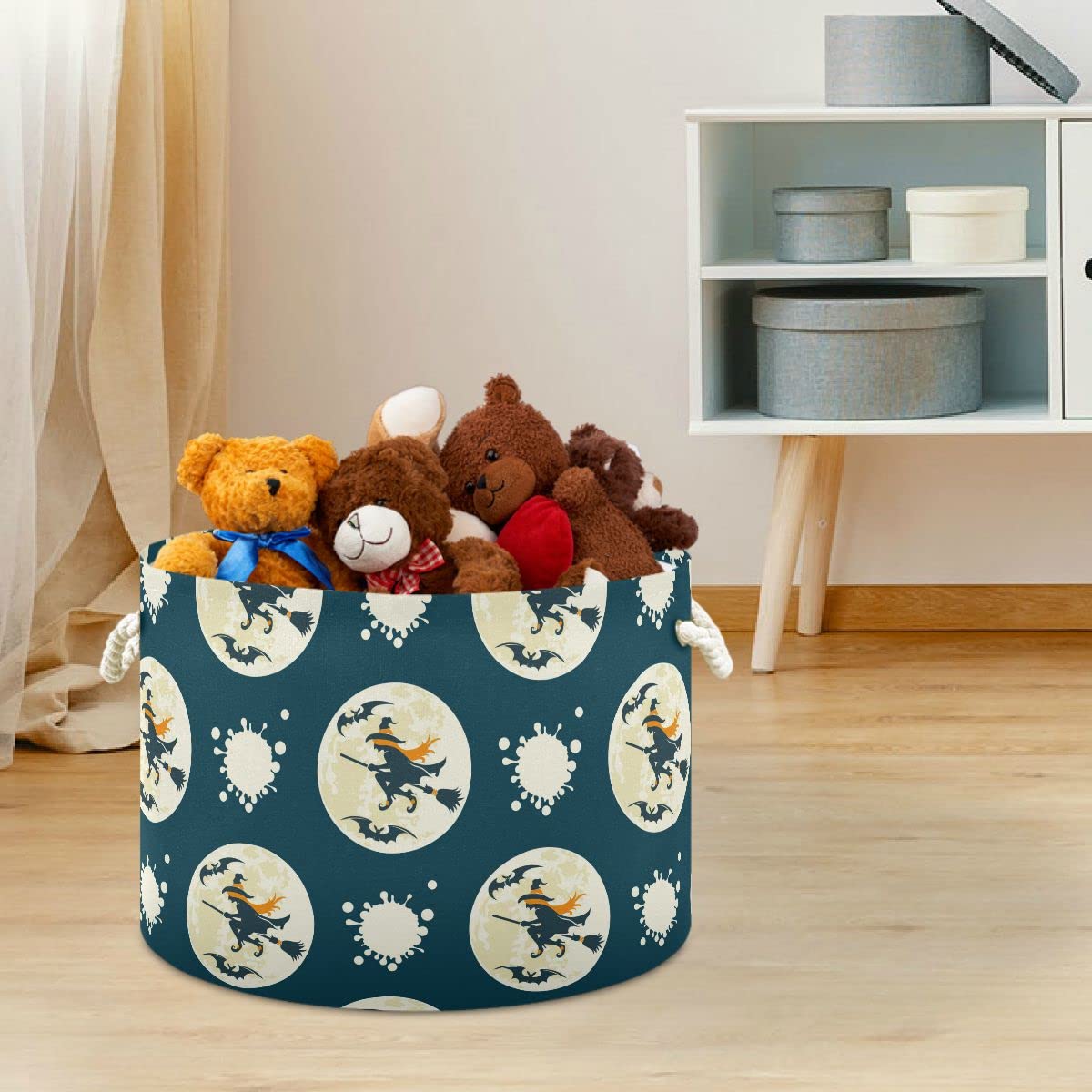 Halloween Full Moon Witch Large Storage Basket - Toy Bin, Kids Laundry Hamper for Nursery Clothes, Books & Home Decor | Perfect for Halloween Decorations, Kids' Room Organization & Seasonal Storage